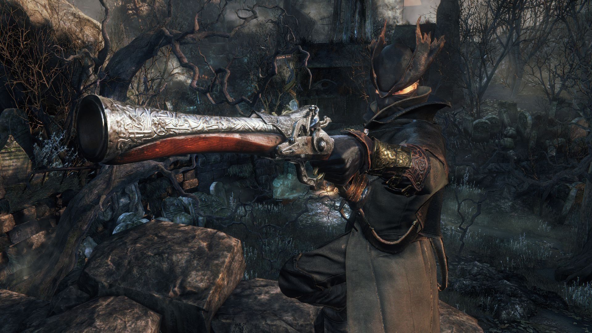 Bloodborne Hunter, Hunter Blunderbuss, Hemwick Charnel Lane, Full HD Desktop wallpaper