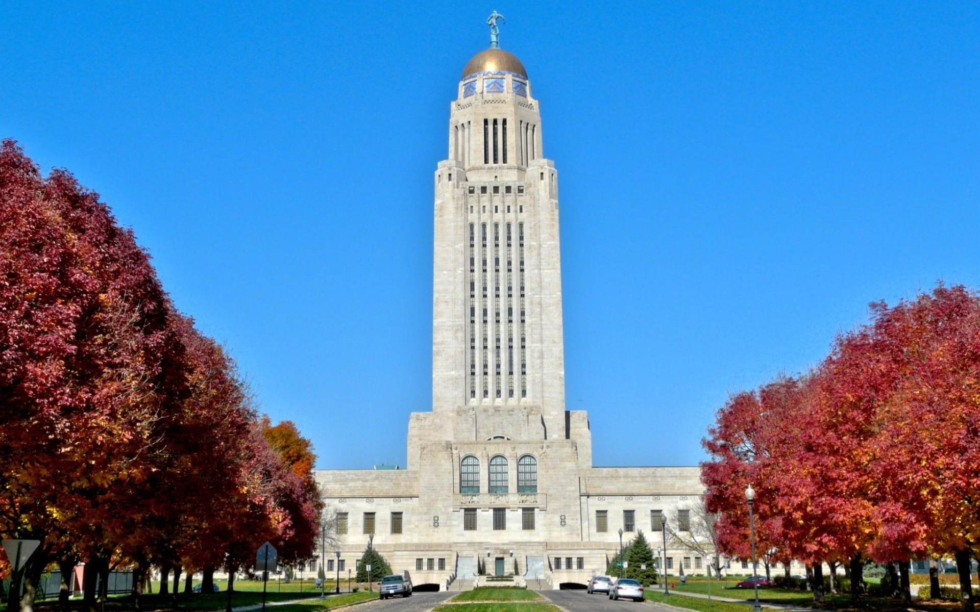 Nebraska state capitol, autumn day, wallpaper removal, 1920x1200 HD Desktop