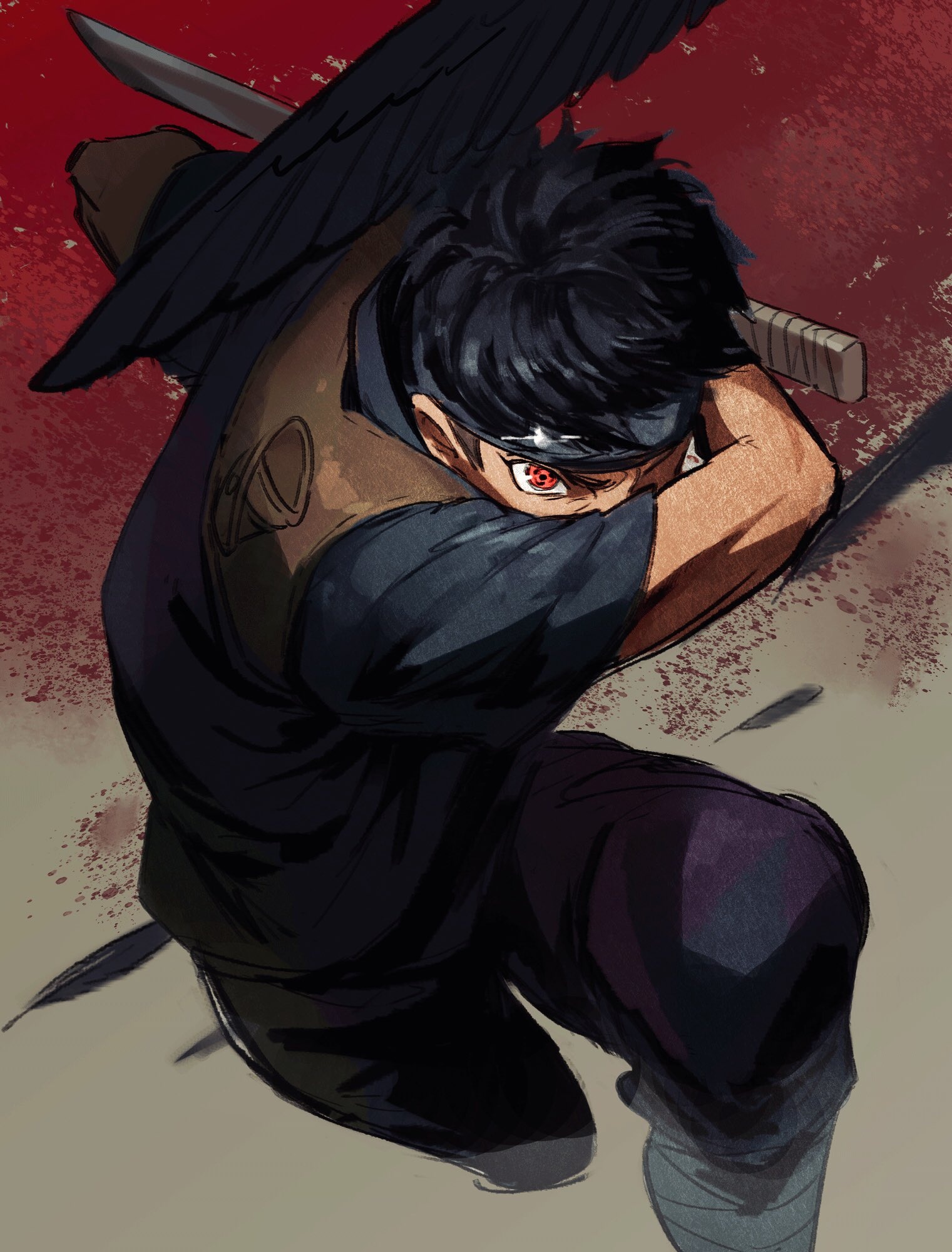 Shisui Uchiha, Mangekyo Sharingan, black crow wings, HD Phone wallpaper