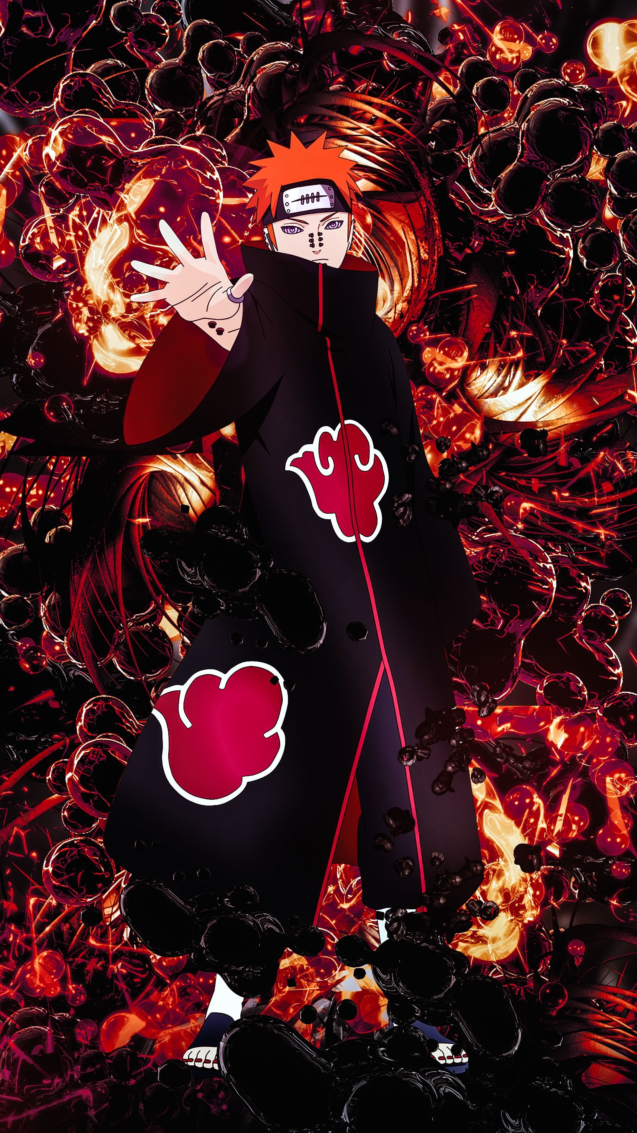 Deva Path Pain, Akatsuki cloak, Rinnegan, 4K Phone wallpaper