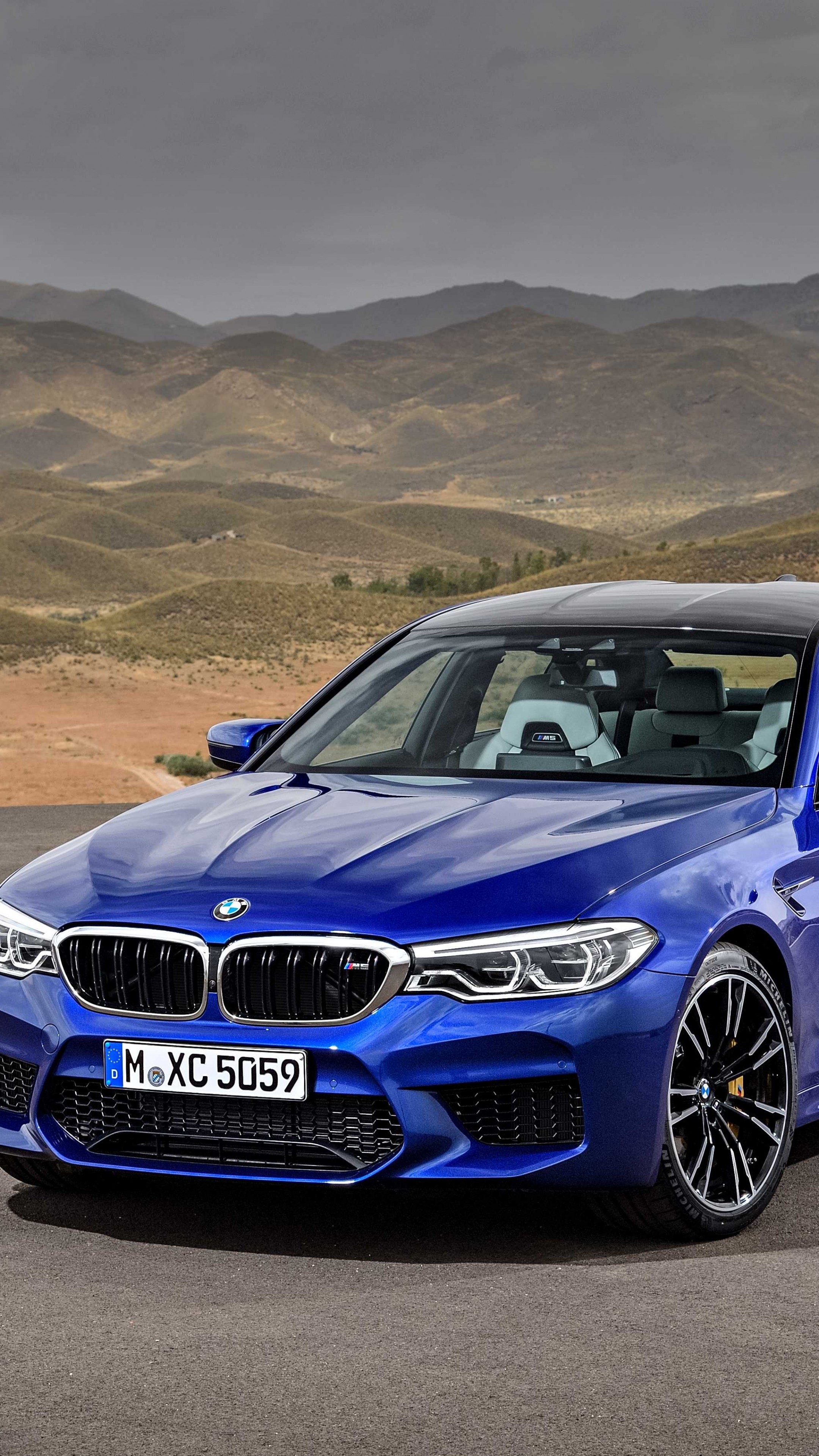 BMW M5 F90, M XC 5059, arid mountain landscape, 4K Phone wallpaper
