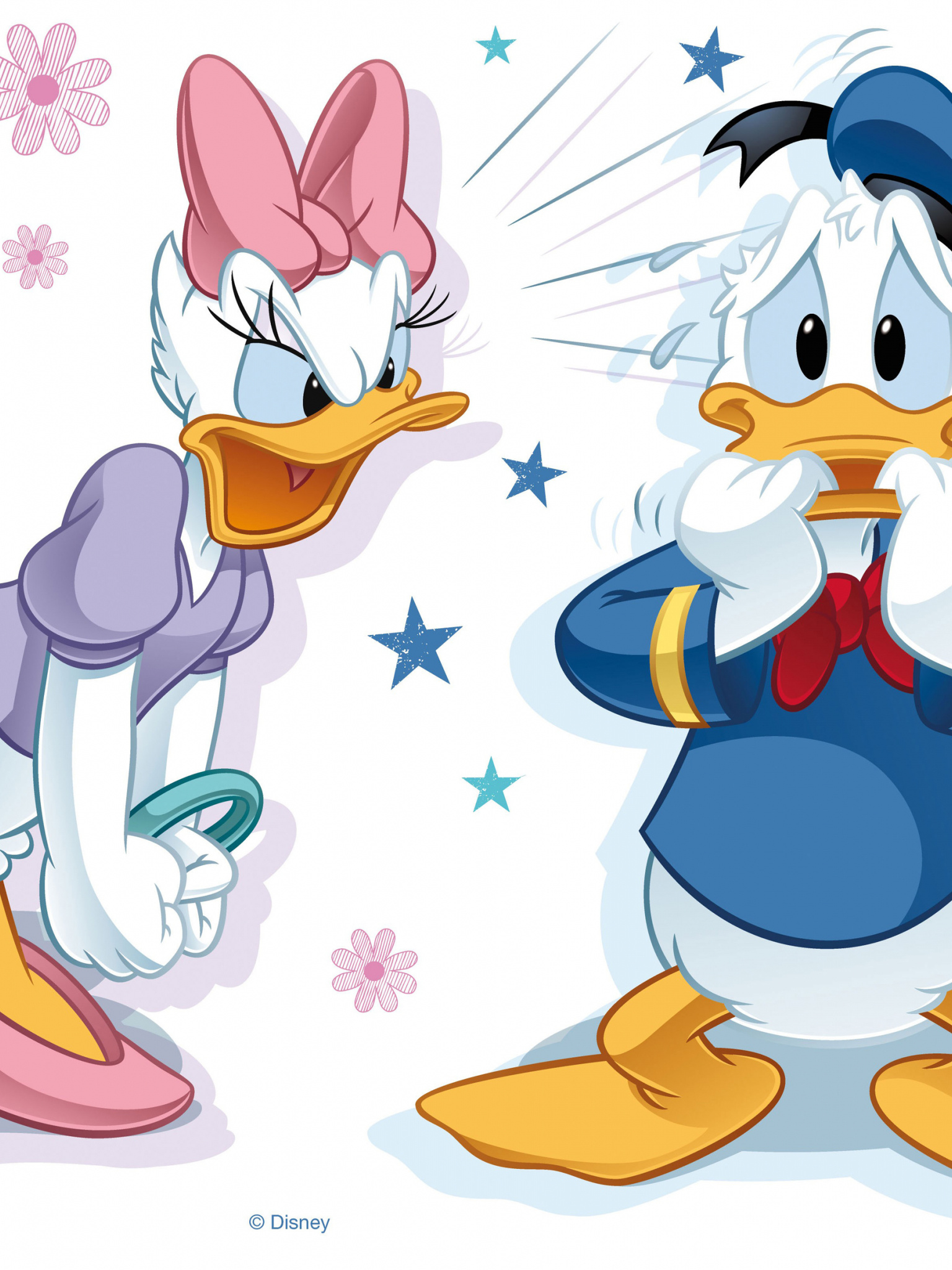 Donald Duck, Daisy Duck, Tense moments, Cartoon wallpaper, 1540x2050 HD Phone