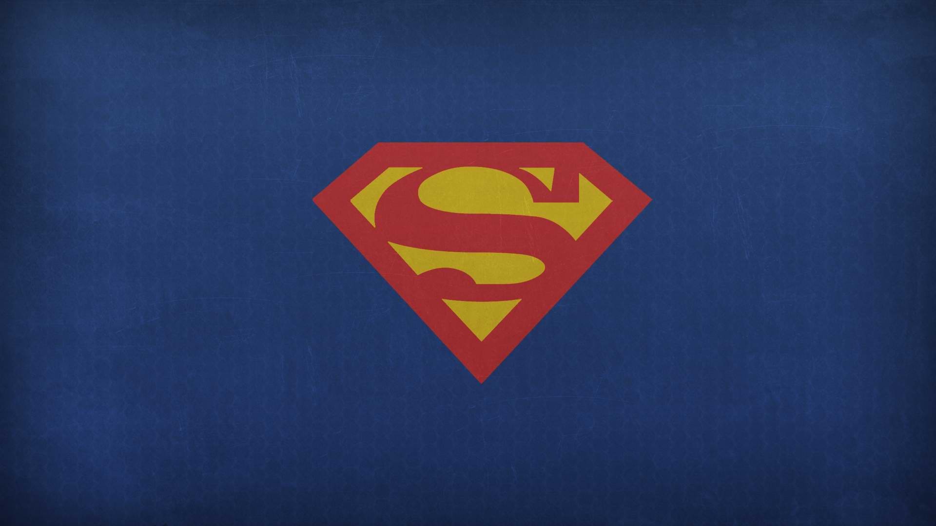 Superman S-shield emblem, textured dark blue canvas, classic red yellow insignia, Full HD Desktop wallpaper