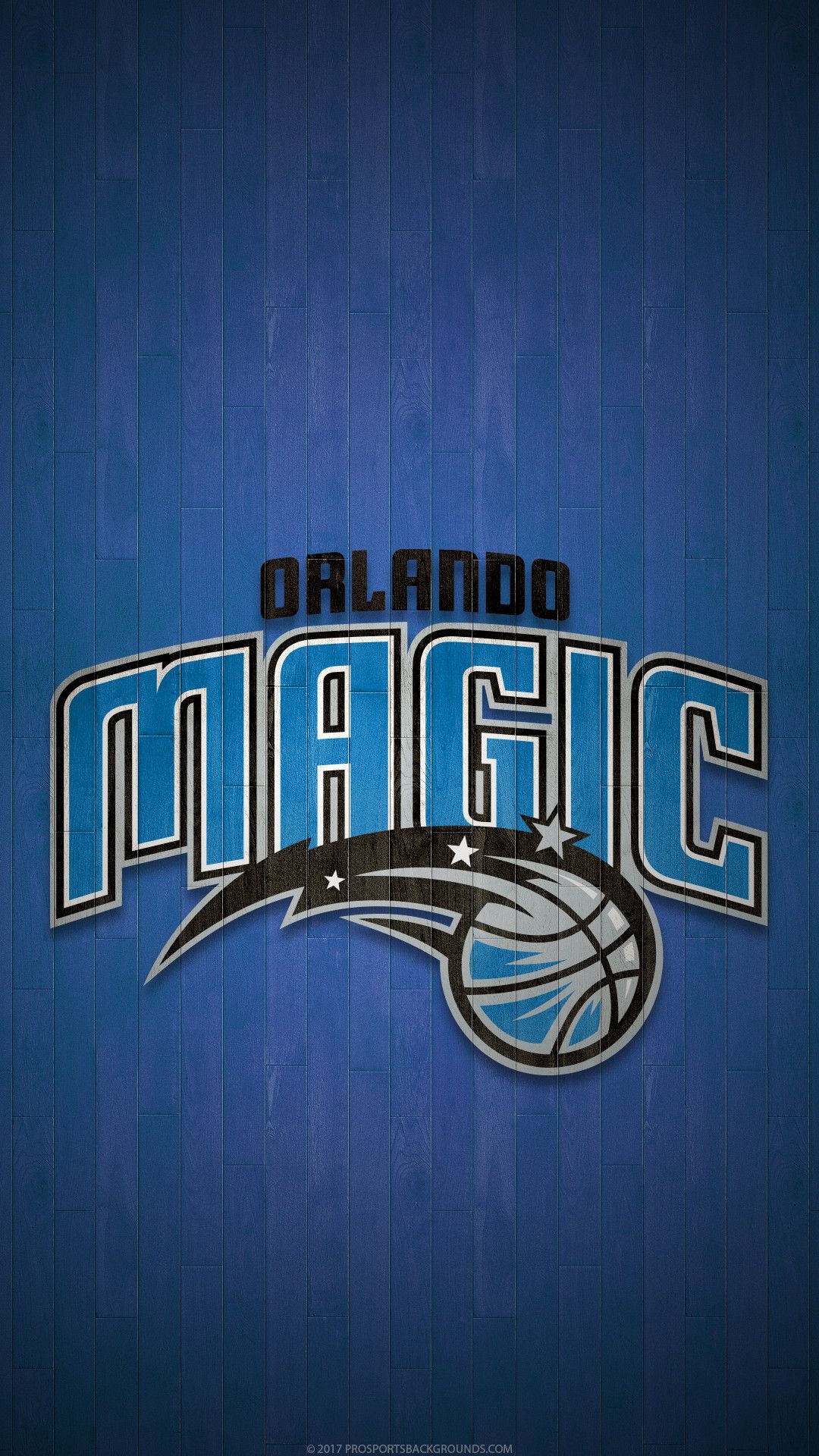 Orlando Magic wordmark logo, Blue hardwood plank backdrop, NBA, Full HD Phone wallpaper