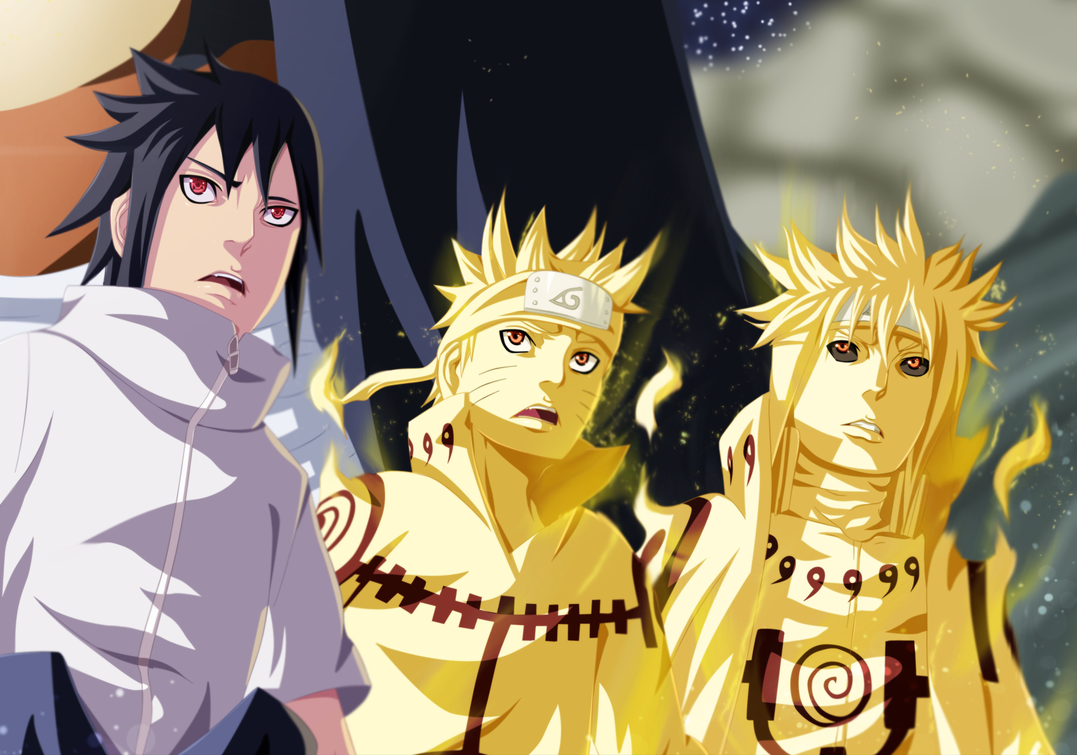 Sasuke Uchiha, Naruto Uzumaki, Minato Namikaze, HD Desktop wallpaper