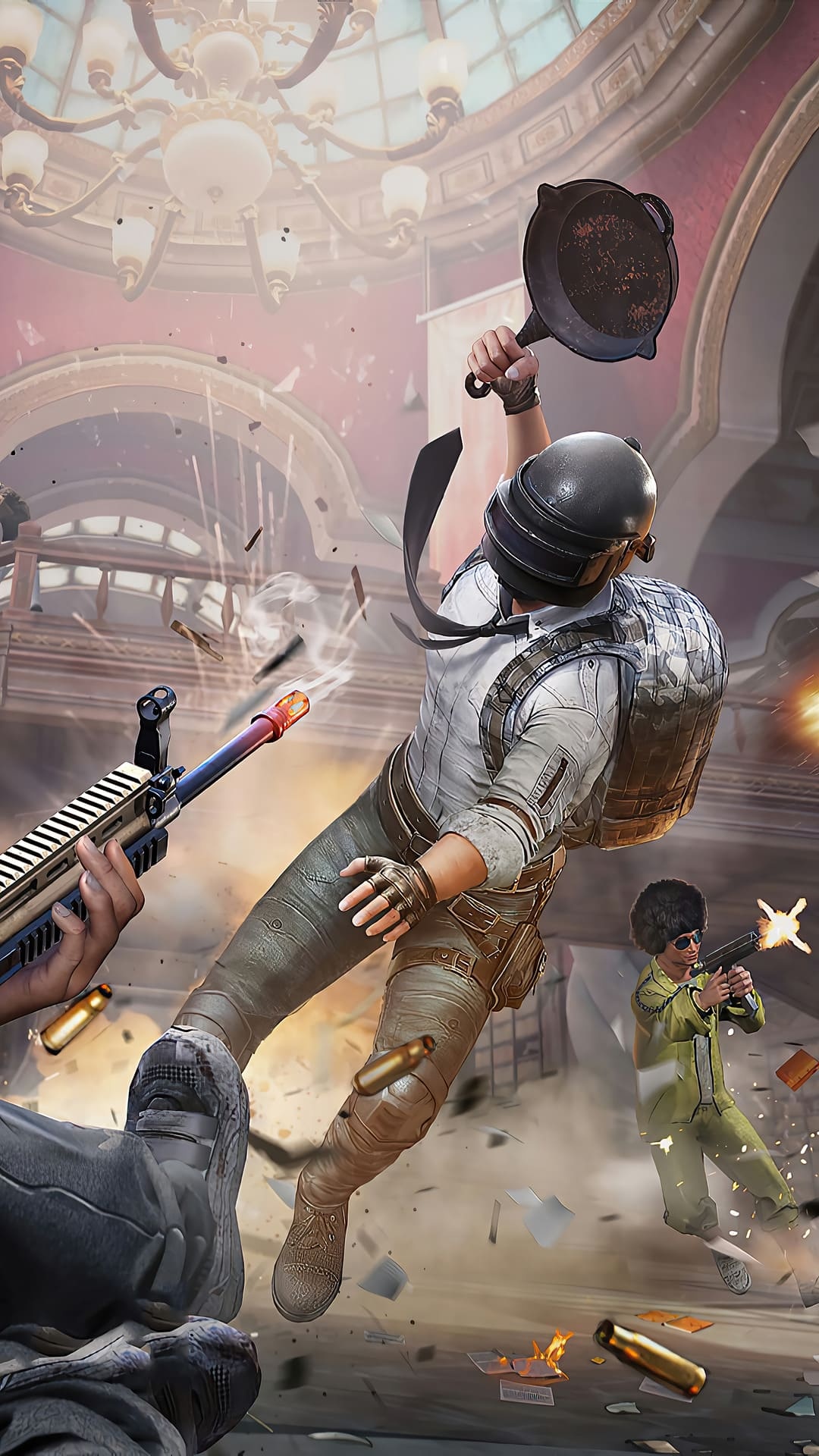 PUBG Lone Survivor, PUBG cast iron pan, Level 3 Spetsnaz helmet, Full HD Phone wallpaper
