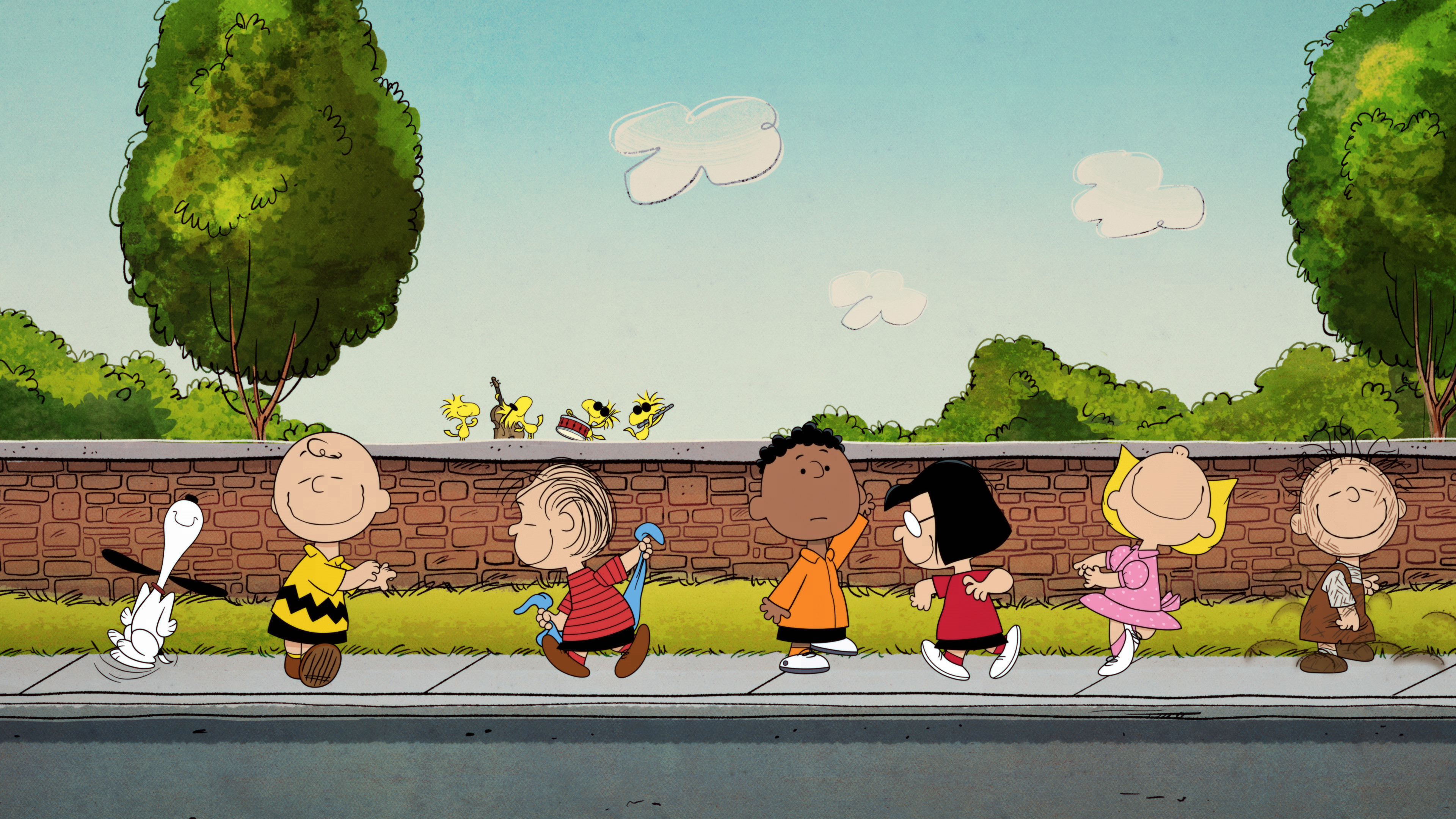 Charlie Brown, Snoopy, Linus van Pelt, Sally Brown, Peanuts gang, 4K Desktop wallpaper