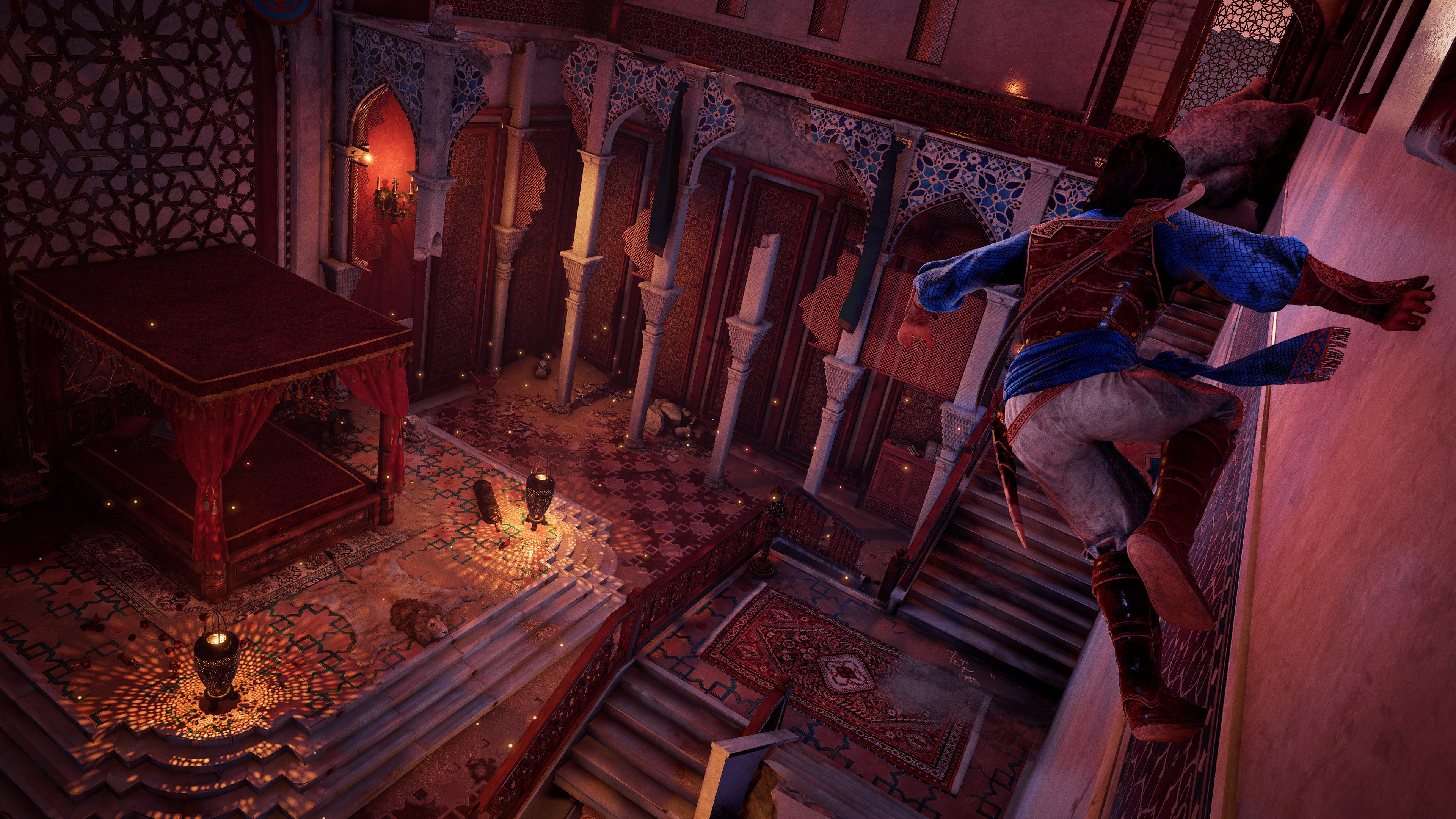 Prince of Persia: The Sands of Time Remake, The Prince wall running, Persian palace bedchamber, 4K Desktop wallpaper