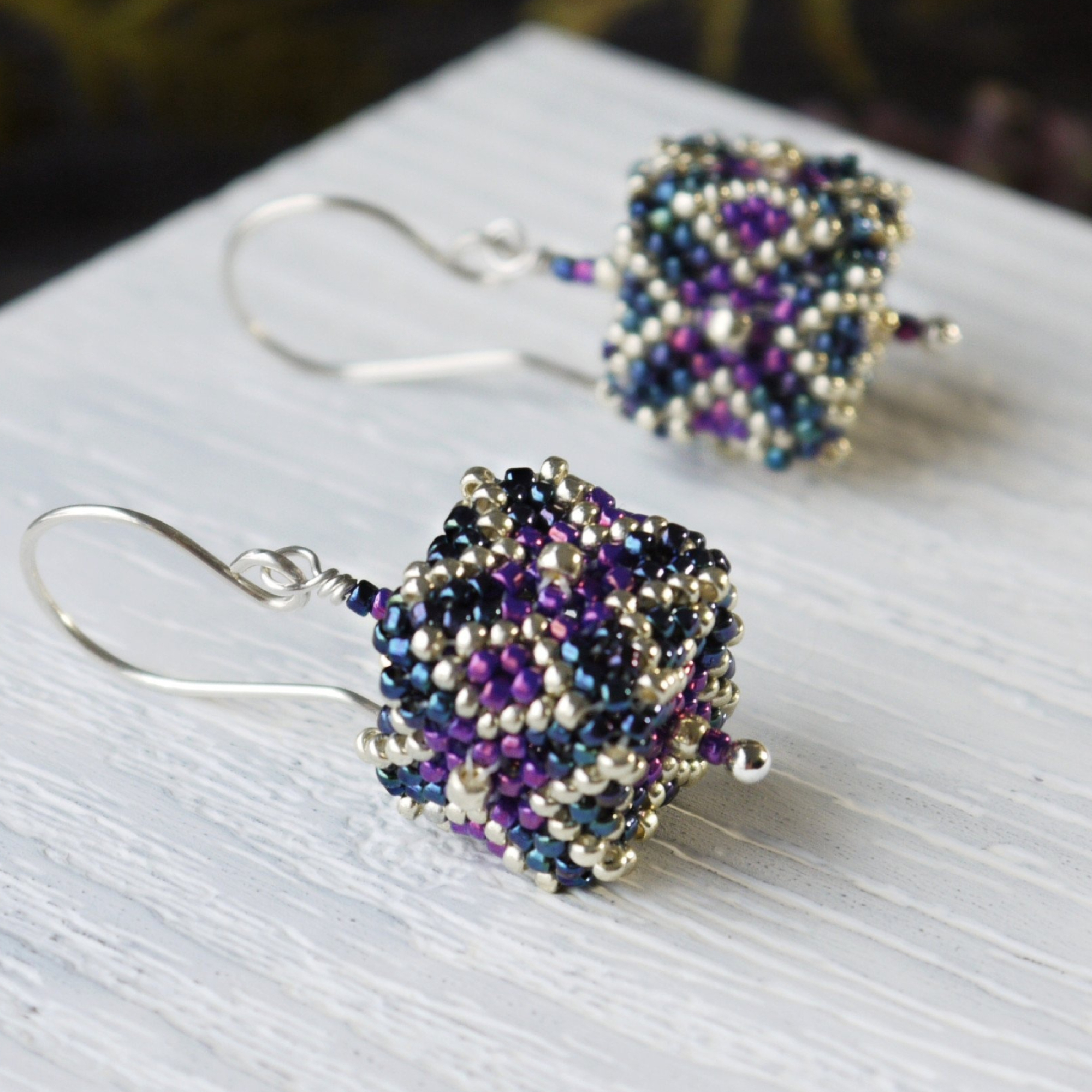 Beadwork, Iridescent earrings, Artistic craftsmanship, 2000x2000 HD Phone