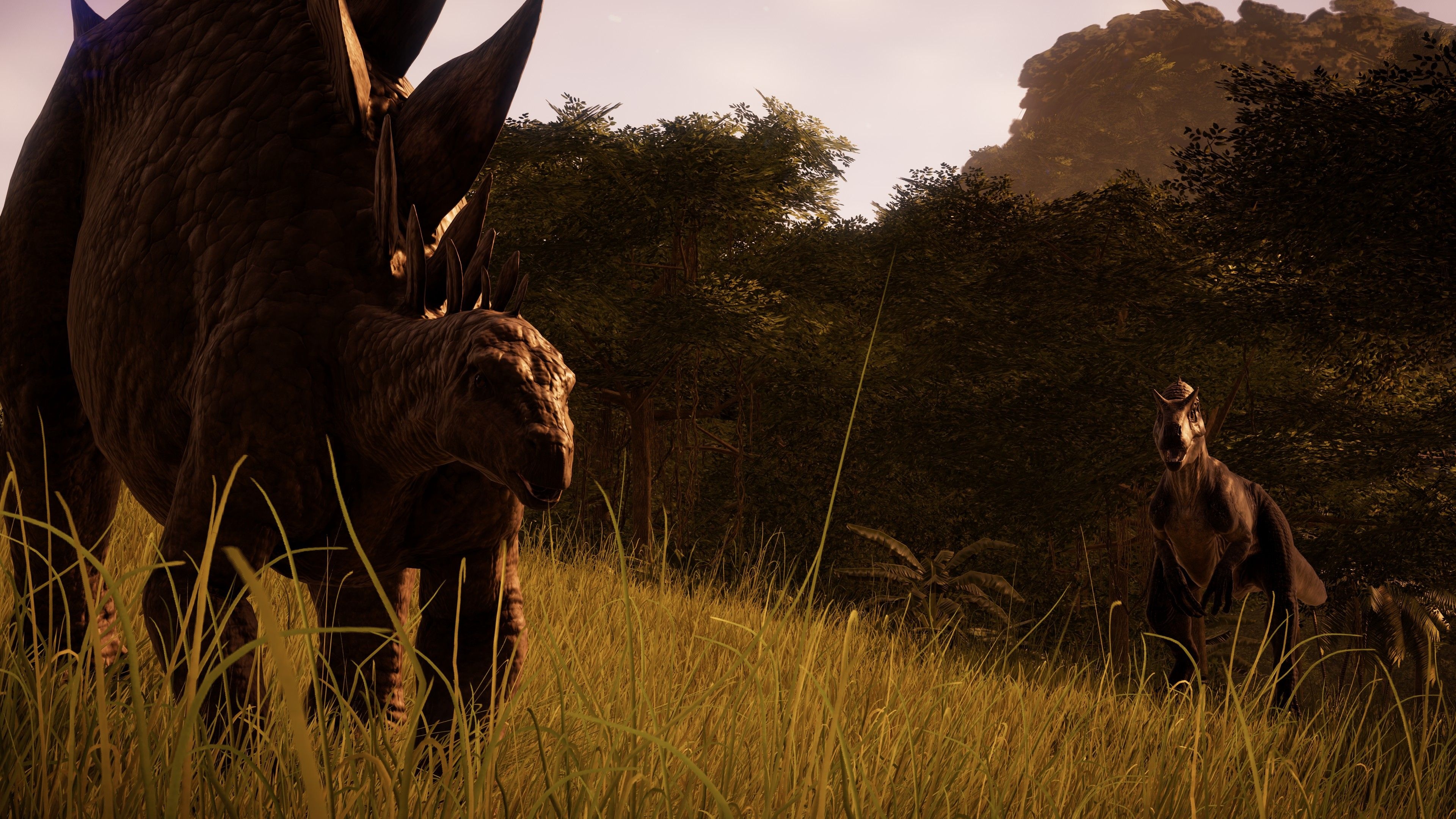 Stegosaurus at Jurassic World, Thrilling adventure, Prehistoric landscape, Majestic creatures, 3840x2160 4K Desktop