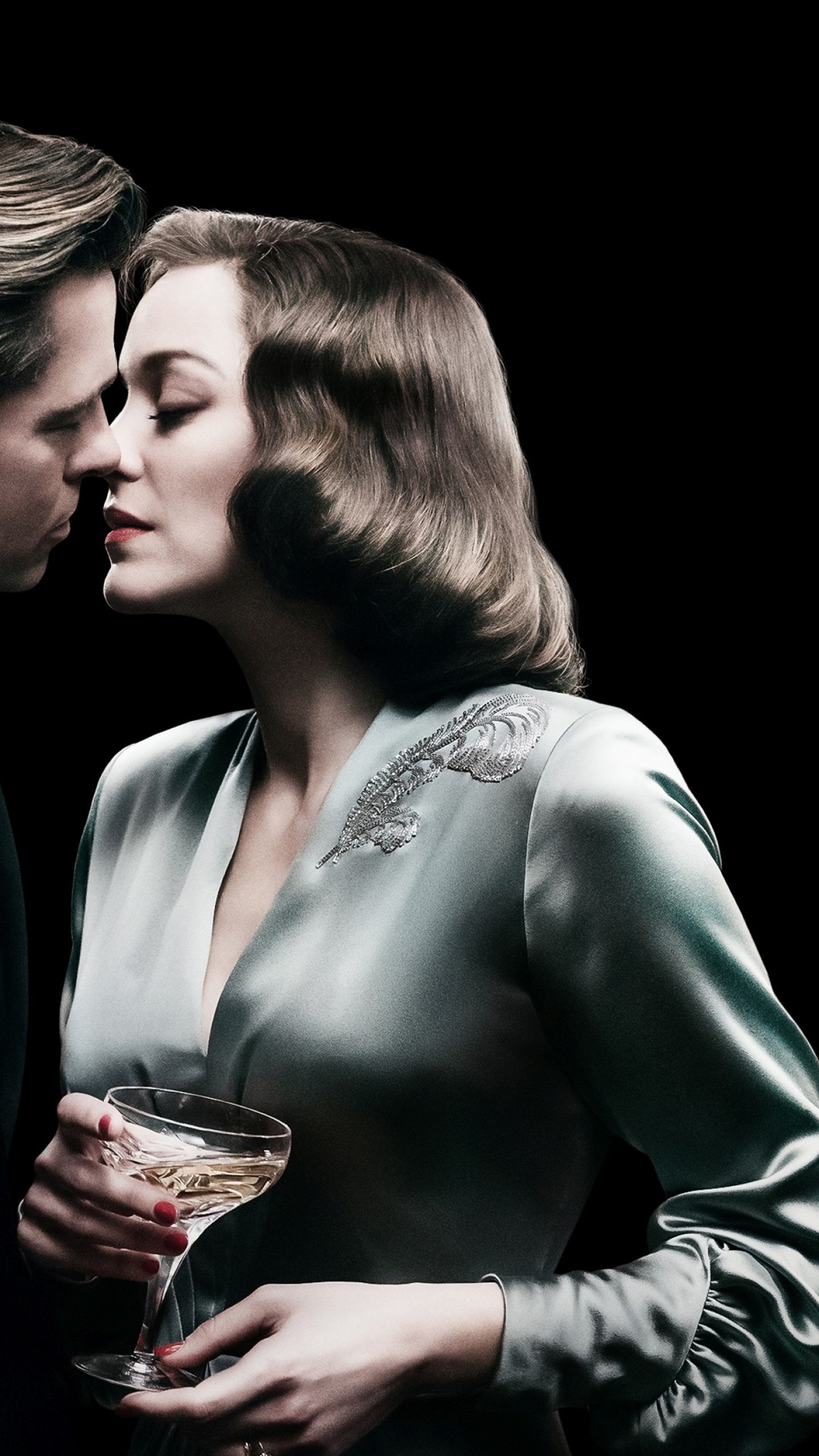 Allied movie, Brad Pitt, Marion Cotillard, Love and war, 1440x2560 HD Phone