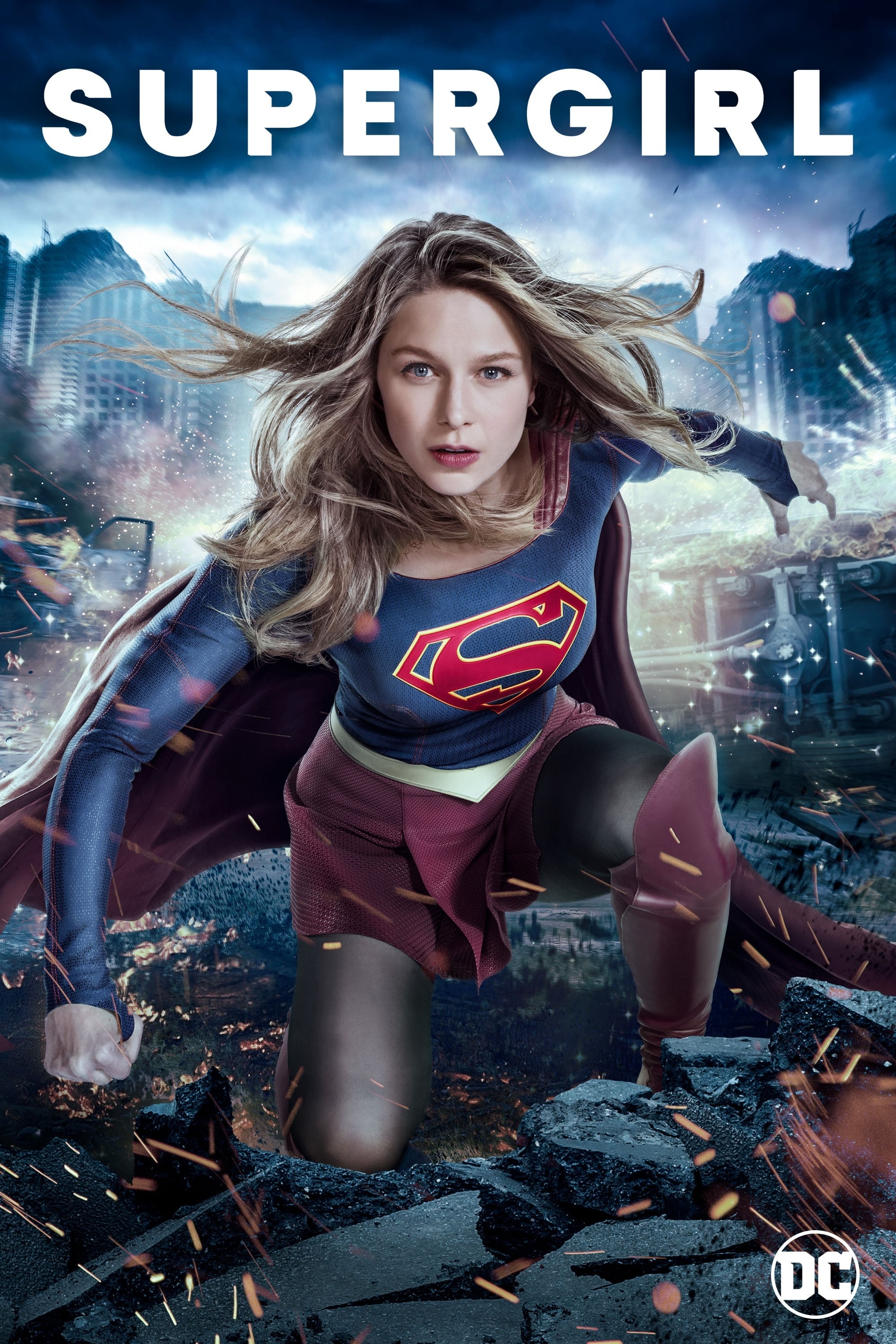 Melissa Benoist as Supergirl, Supergirl title text, DC Comics logo, HD Phone wallpaper