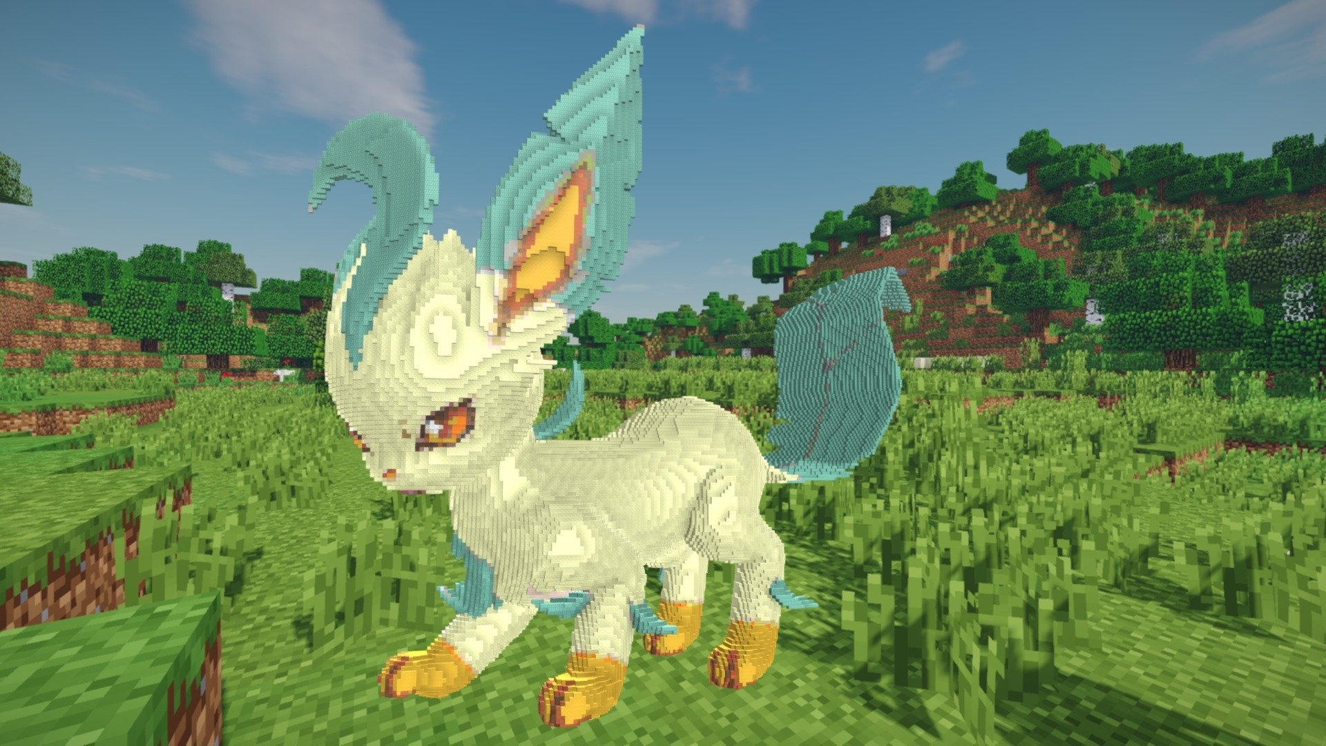 Minecraft Leafeon, Build schematic, 3D model, 1920x1080 Full HD Desktop