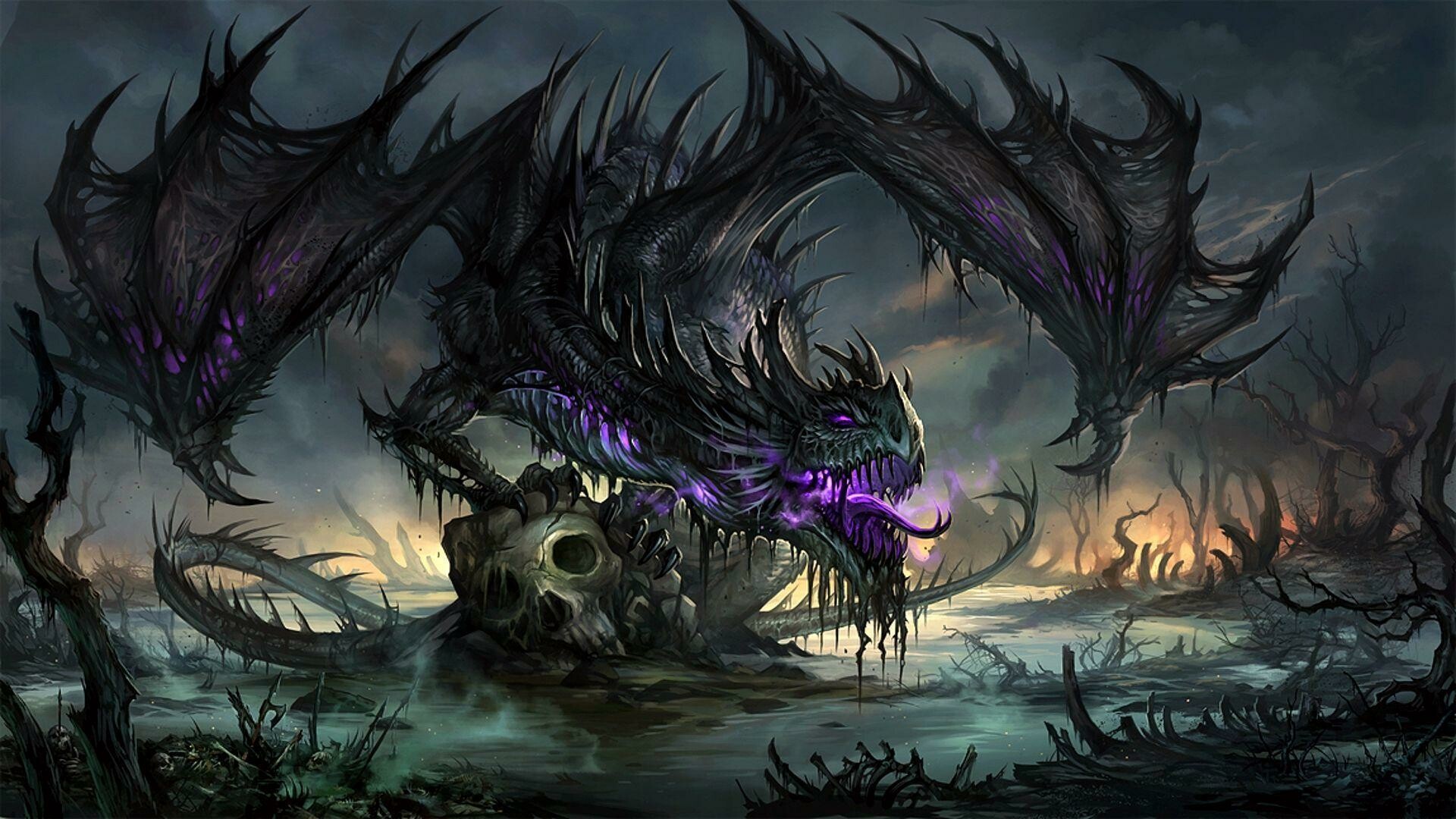 Angry dragons, Ferocious creatures, Tense atmosphere, Intense energy, 1920x1080 Full HD Desktop