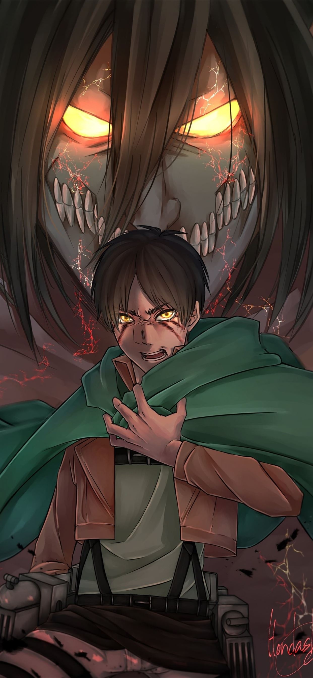 Eren Yeager, Attack Titan, Survey Corps cloak, HD Phone wallpaper