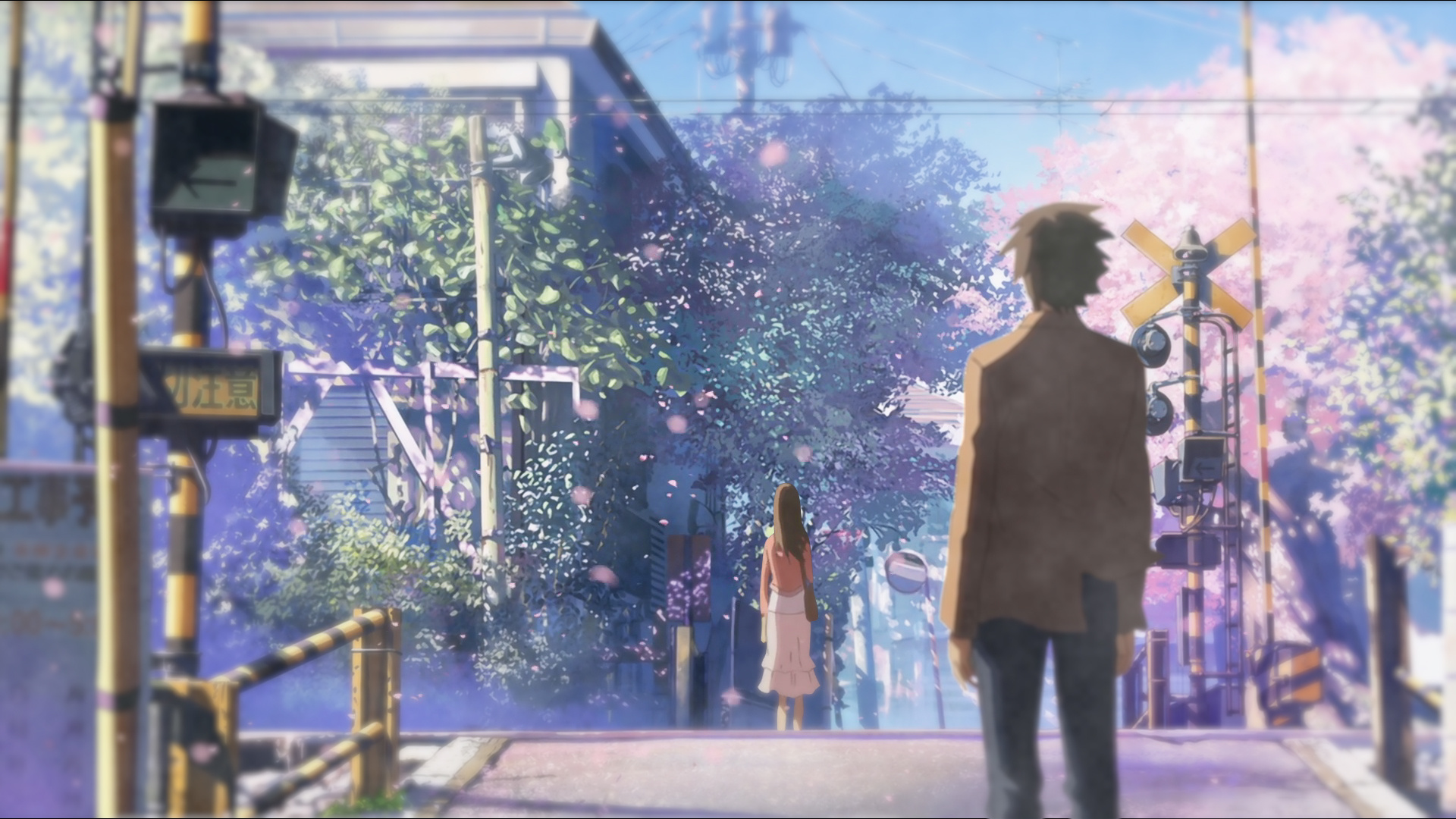 Takaki Tono, Akari Shinohara, 5 Centimeters per Second railroad crossing, Full HD Desktop wallpaper