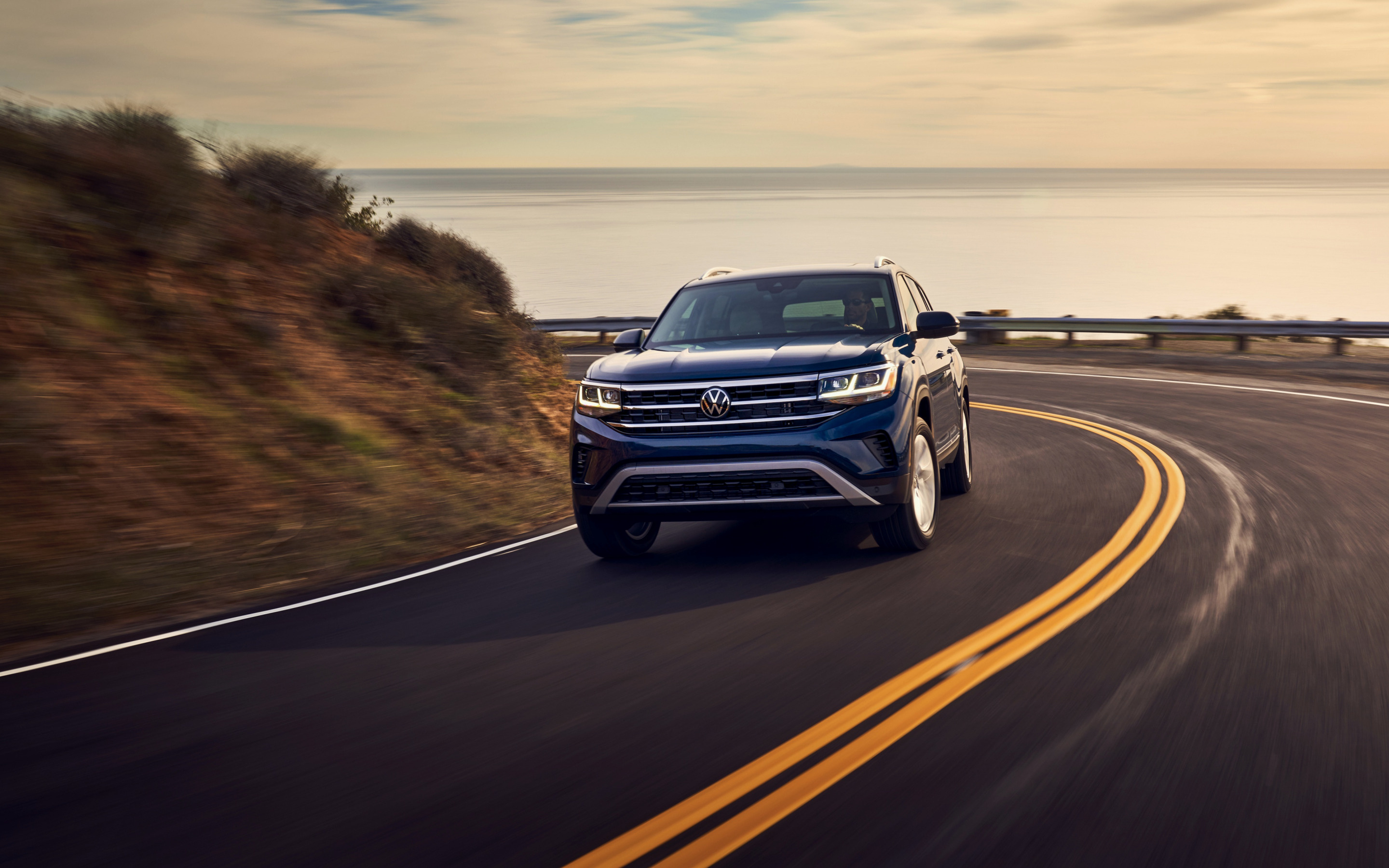 Volkswagen Atlas, 2021 front view, Blue SUV, New Atlas, 2880x1800 HD Desktop