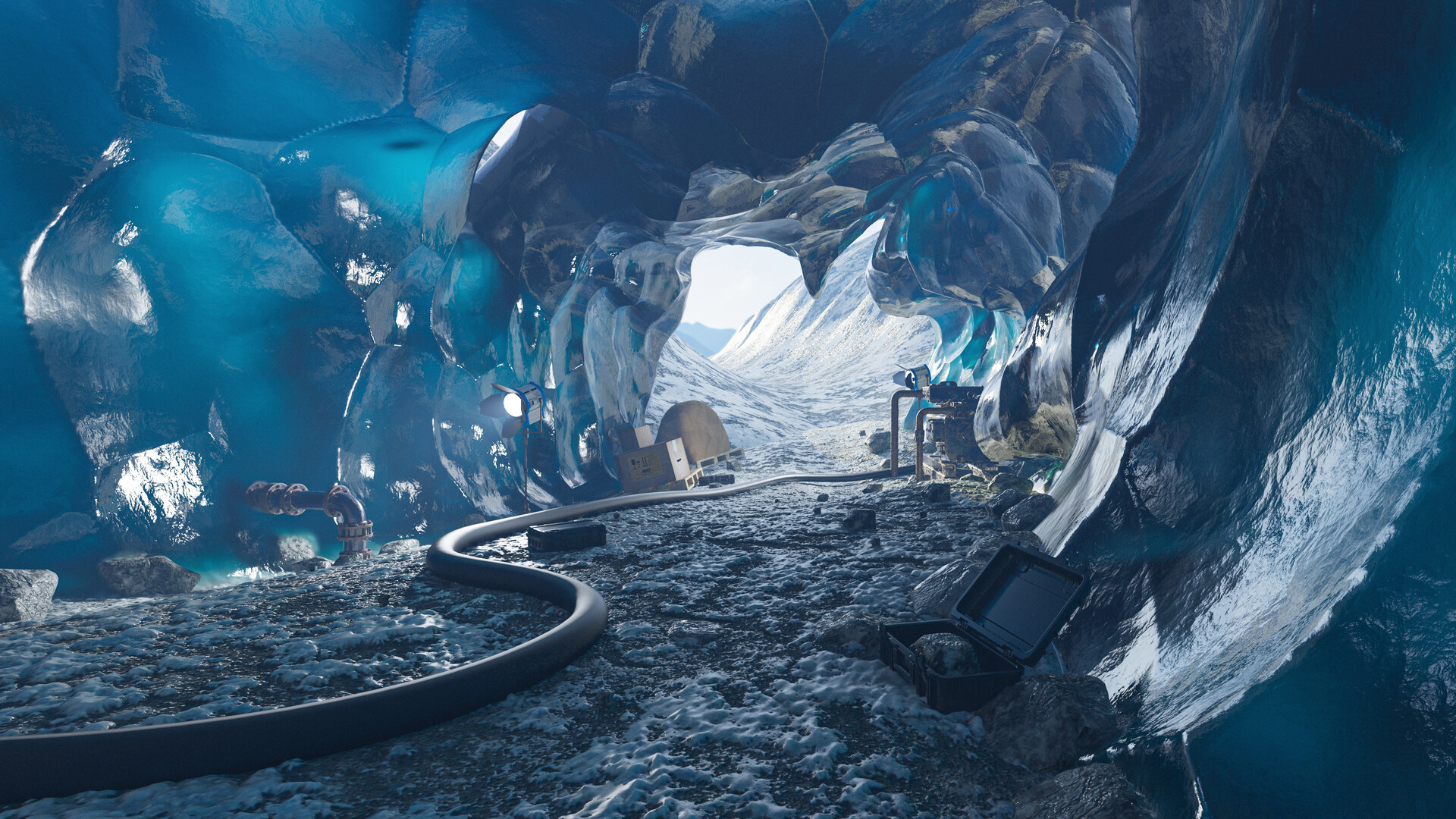 Ice Cave, Pablo Vinuesa's art, Ice cave's frozen artistry, Crystal-like beauty, 1920x1080 Full HD Desktop