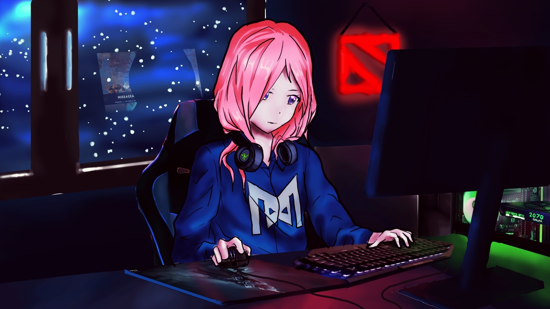 Gamer Girl, Dota 2 fan art, Game wallpapers, Gaming aesthetics, 1920x1080 Full HD Desktop