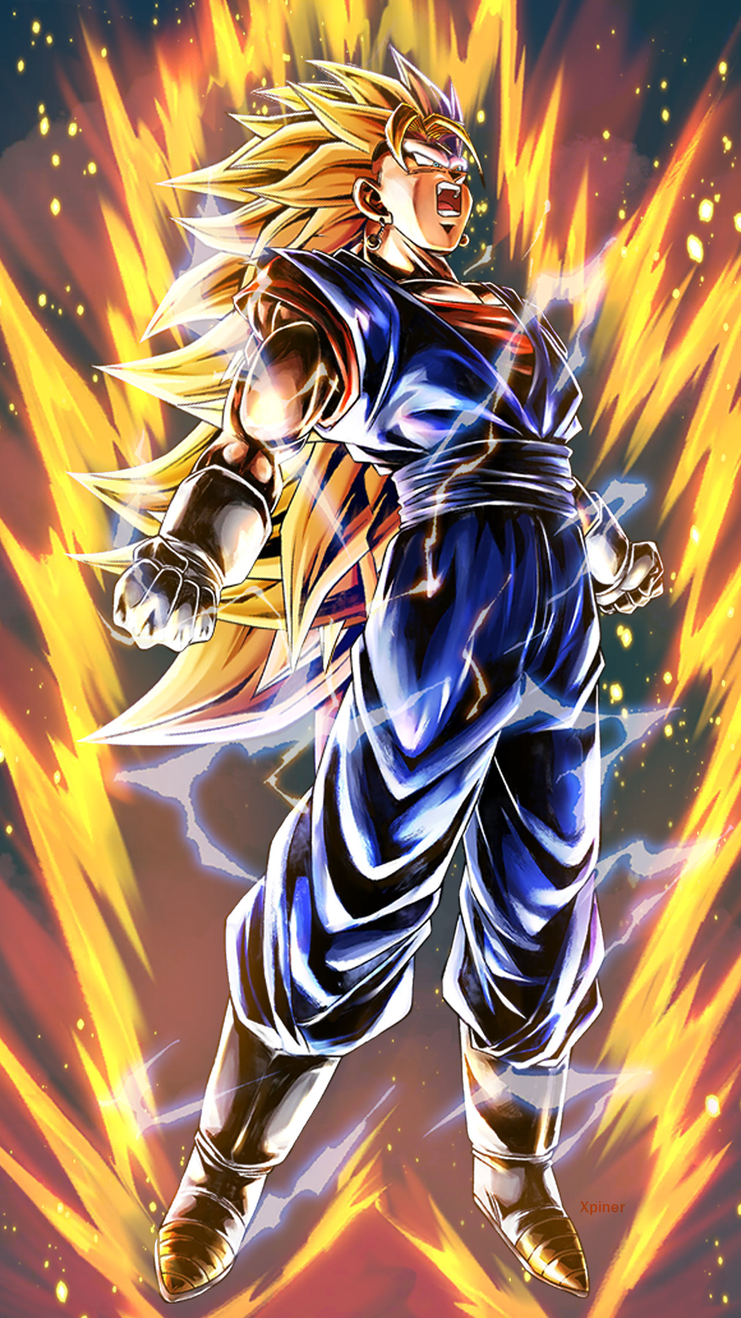 Super Saiyan 3 Vegito, Potara earrings, Golden ki aura, Full HD Phone wallpaper