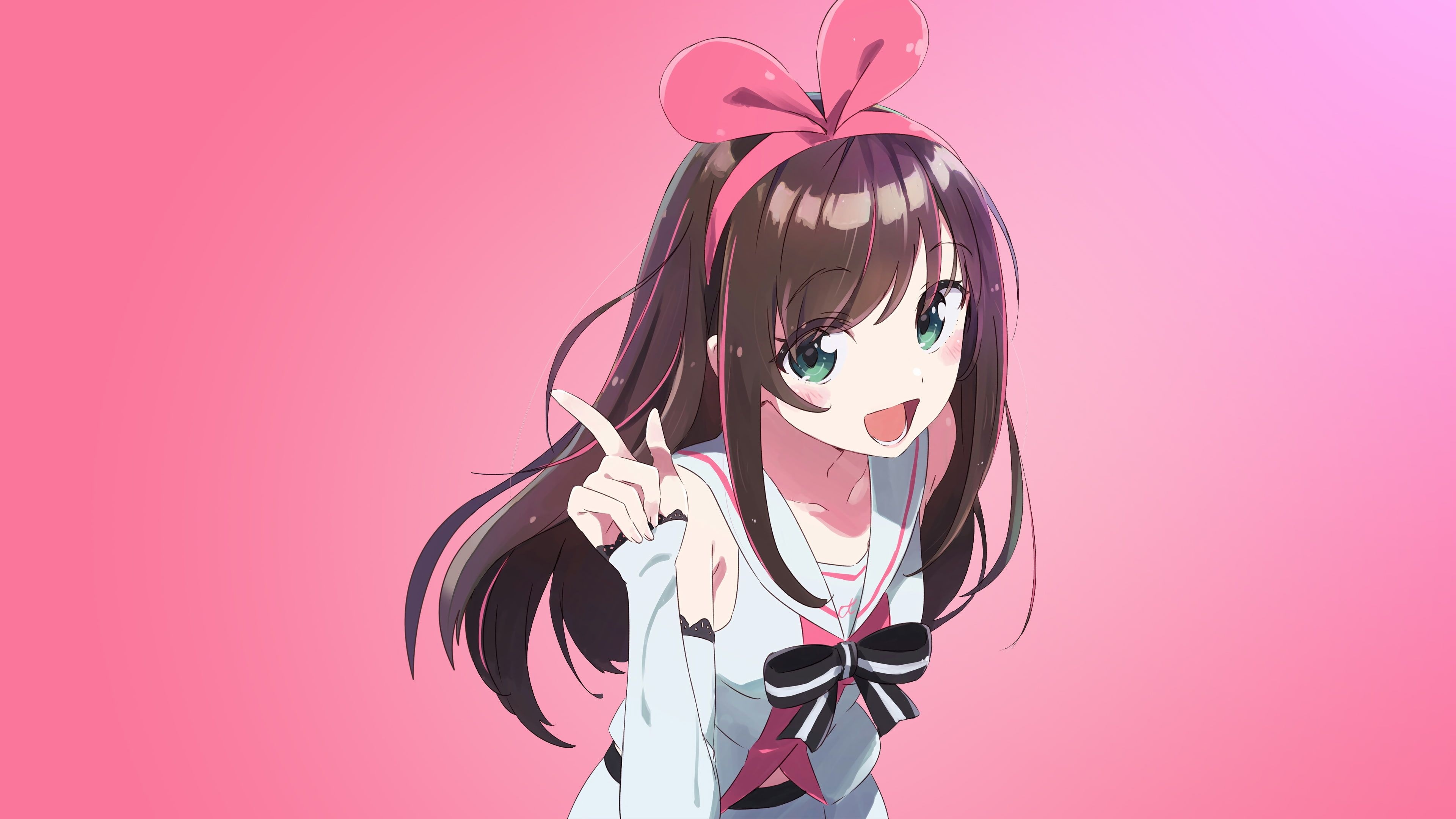 Kizuna Ai, Cute Pink Wallpaper, 3840x2160 4K Desktop