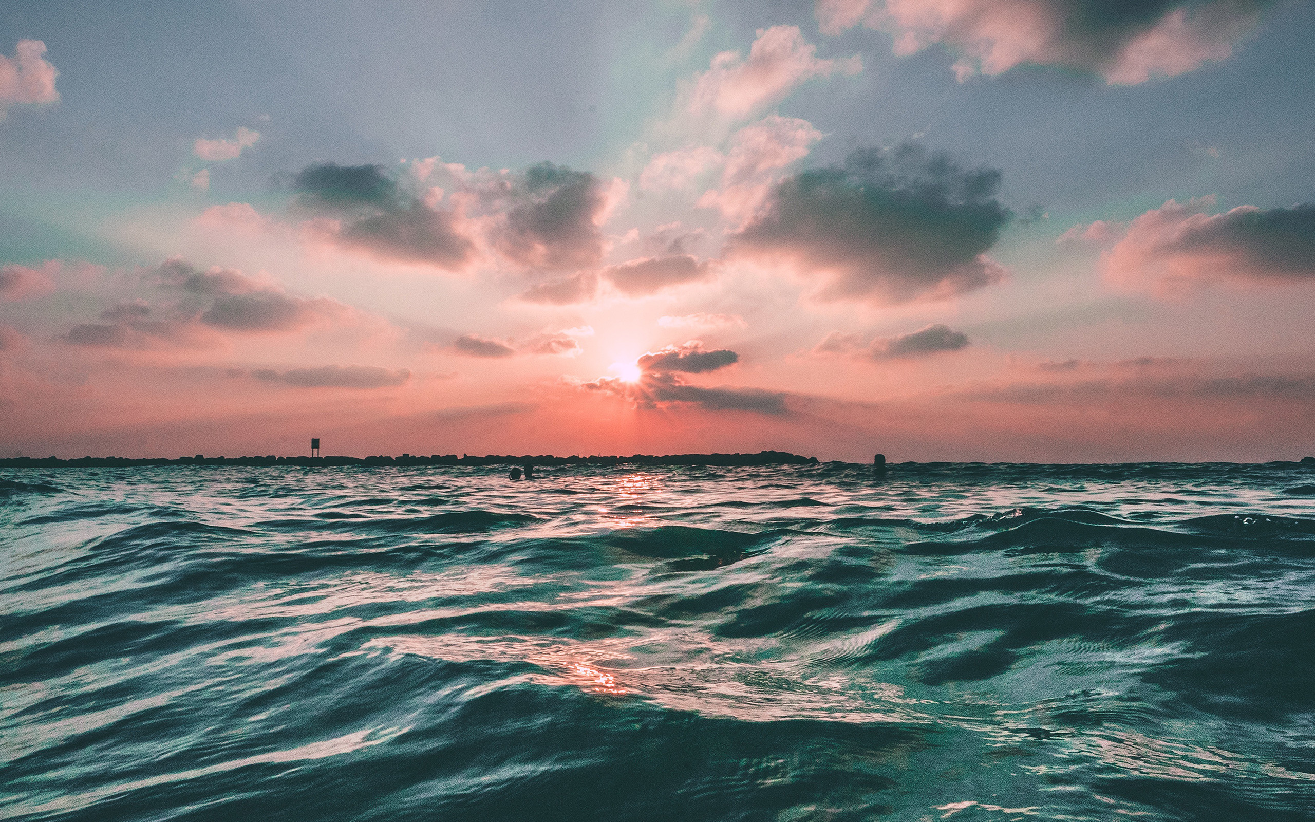 wallpaper for desktop, laptop |  nf43-sunset-sea-sky-ocean-summer-green-water-nature 2560x1600