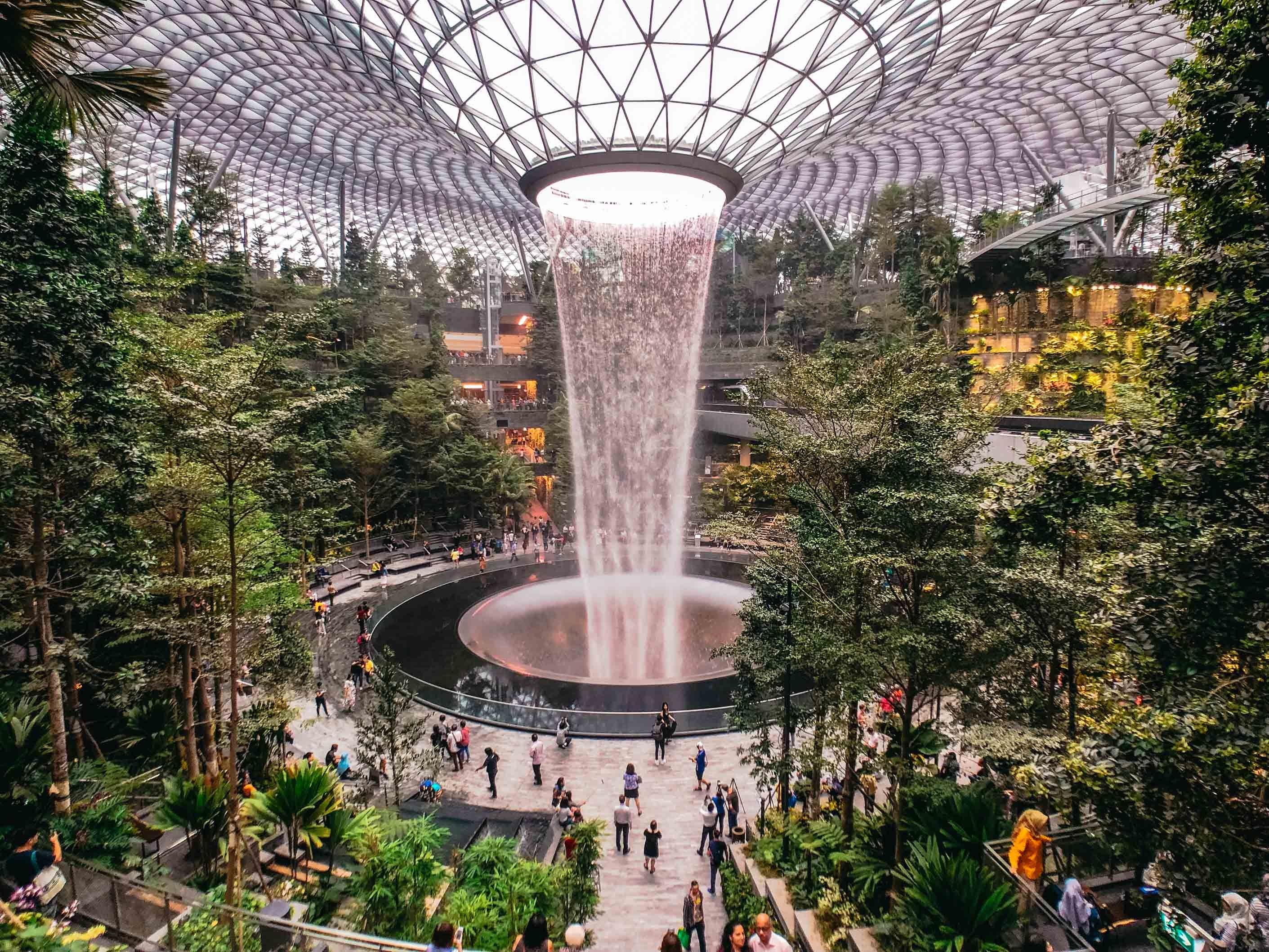 Singapore Changi International Airport, Jewel Changi Airport, Changi Singapore, Indoor waterfall, 2830x2120 HD Desktop