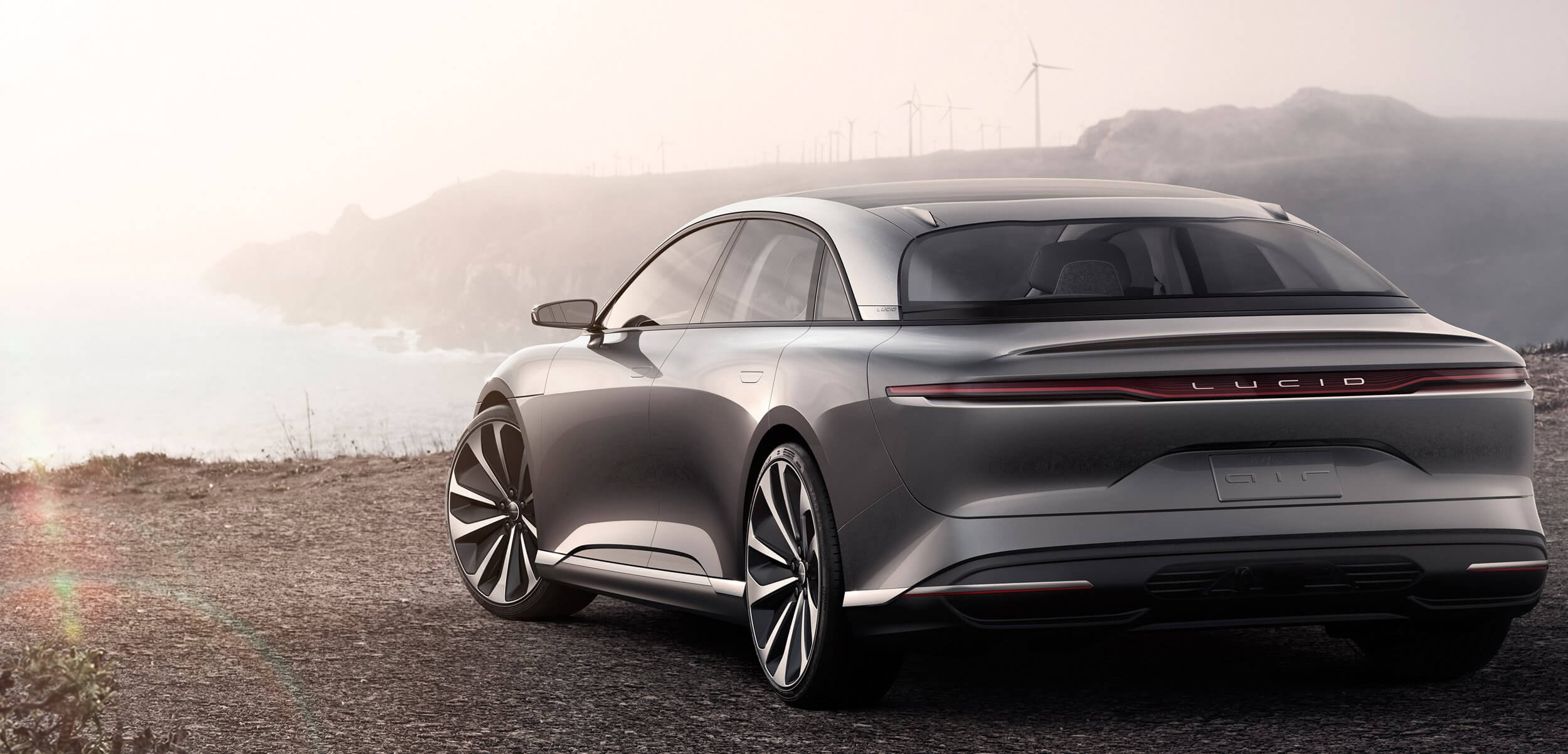 Air Back View, Lucid Motors Wallpaper, 2500x1210 Dual Screen Desktop