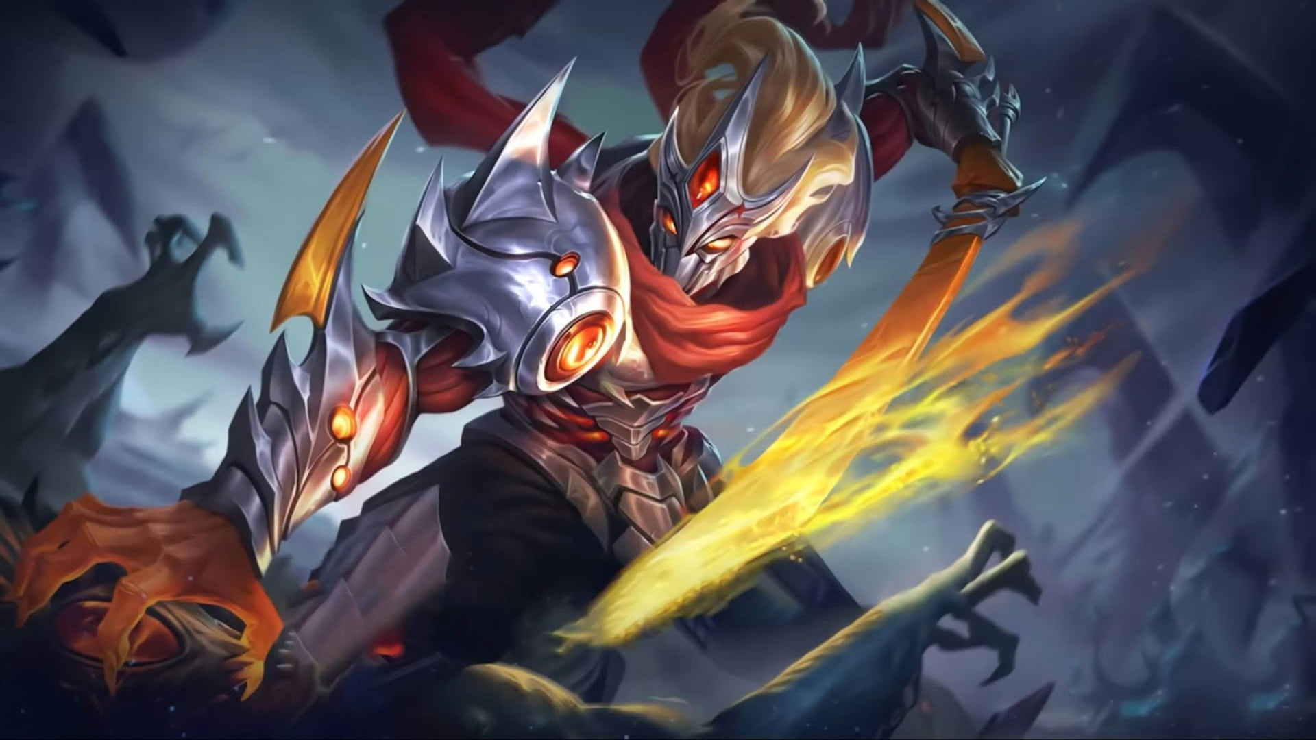 Hayabusa, Mobile Legends: Bang Bang, glowing energy blade, Full HD Desktop wallpaper
