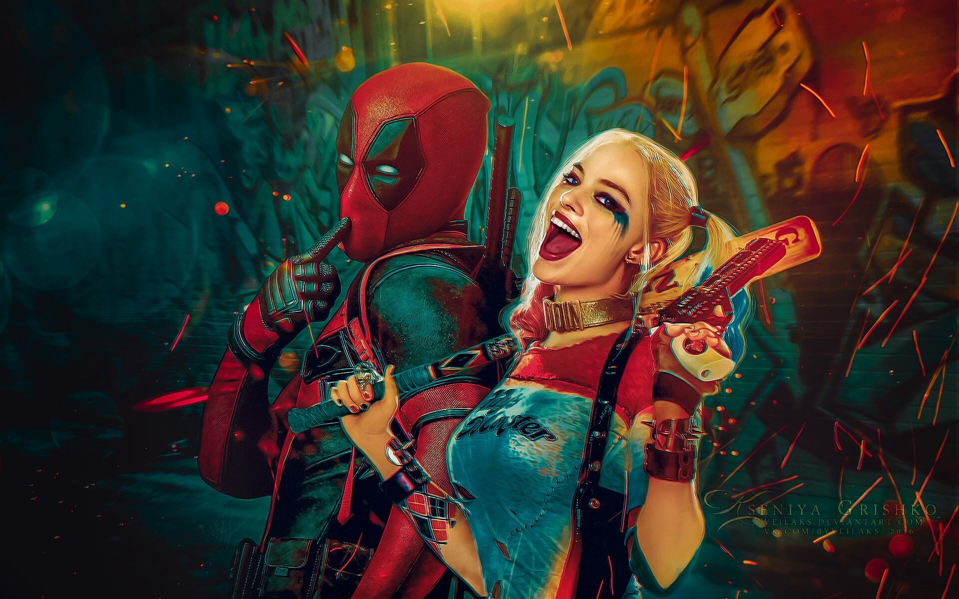 Deadpool and Harley Quinn, Suicide Squad Wallpaper, 1920x1200 HD Desktop