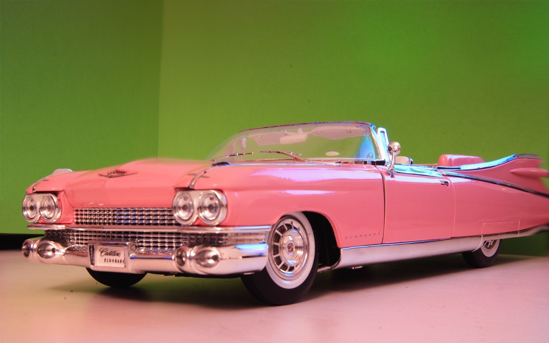 1959 Cadillac Eldorado convertible, Cadillac ELDORADO plate, green studio backdrop, HD Desktop wallpaper