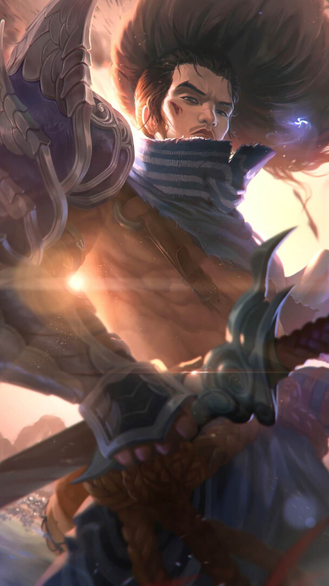 Yasuo, Anime-inspired wallpaper, Dueling warriors, Artistic masterpiece, 1080x1920 Full HD Phone