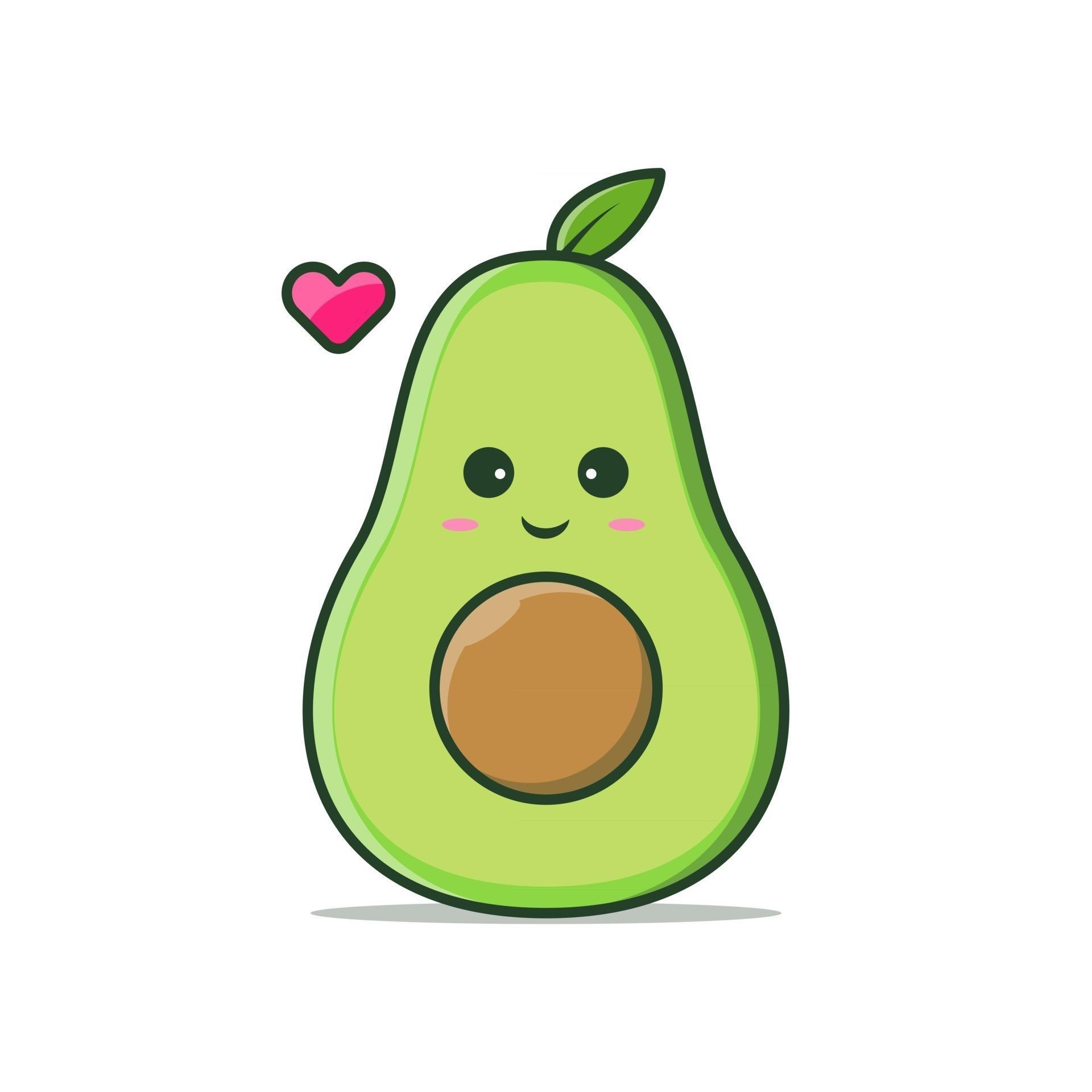 Kawaii avocado, Smiling expression, Cute and adorable, 1920x1920 HD Phone