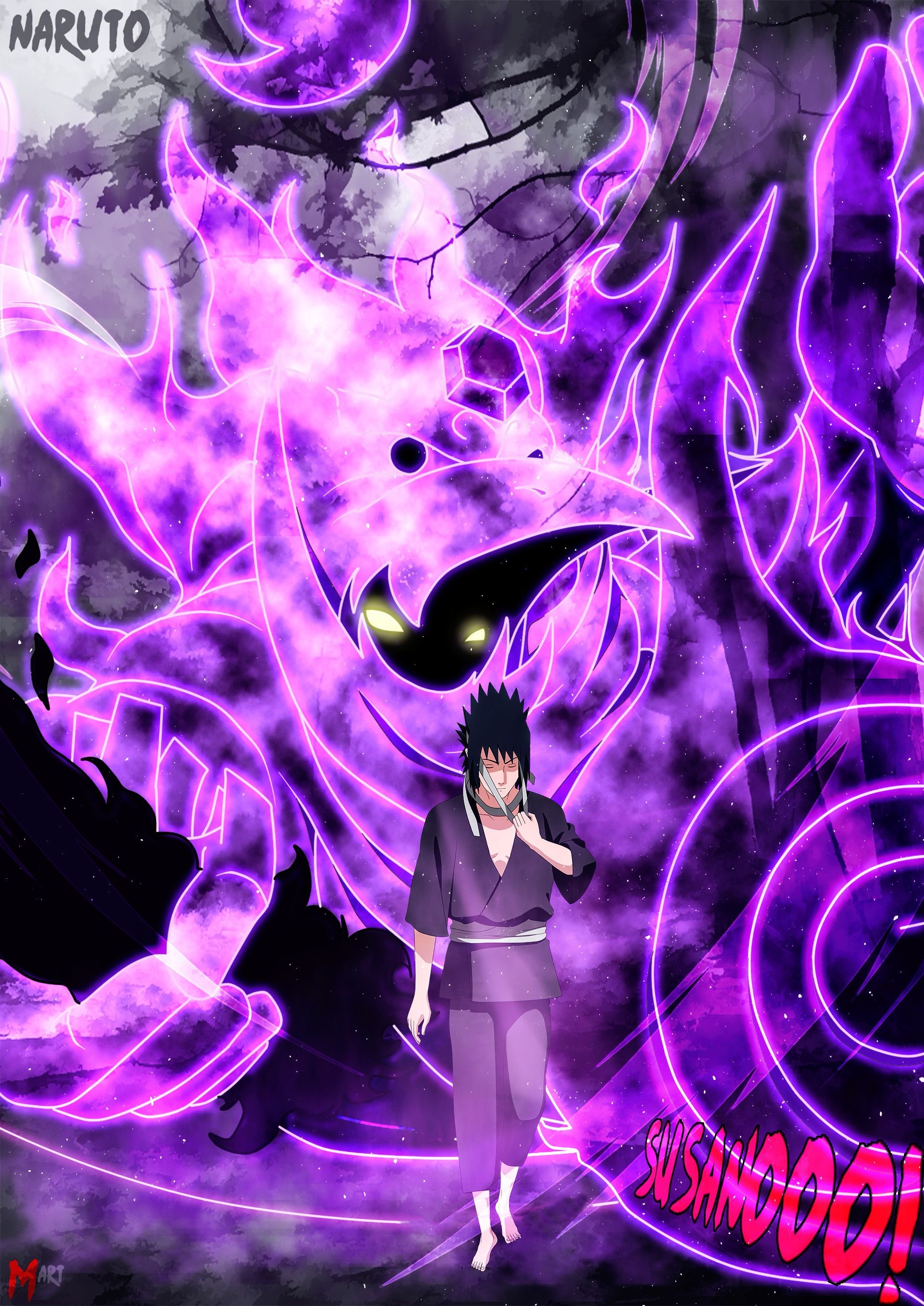 Sasuke Uchiha, Sasuke's Susanoo, SUSANOO! text, HD Phone wallpaper