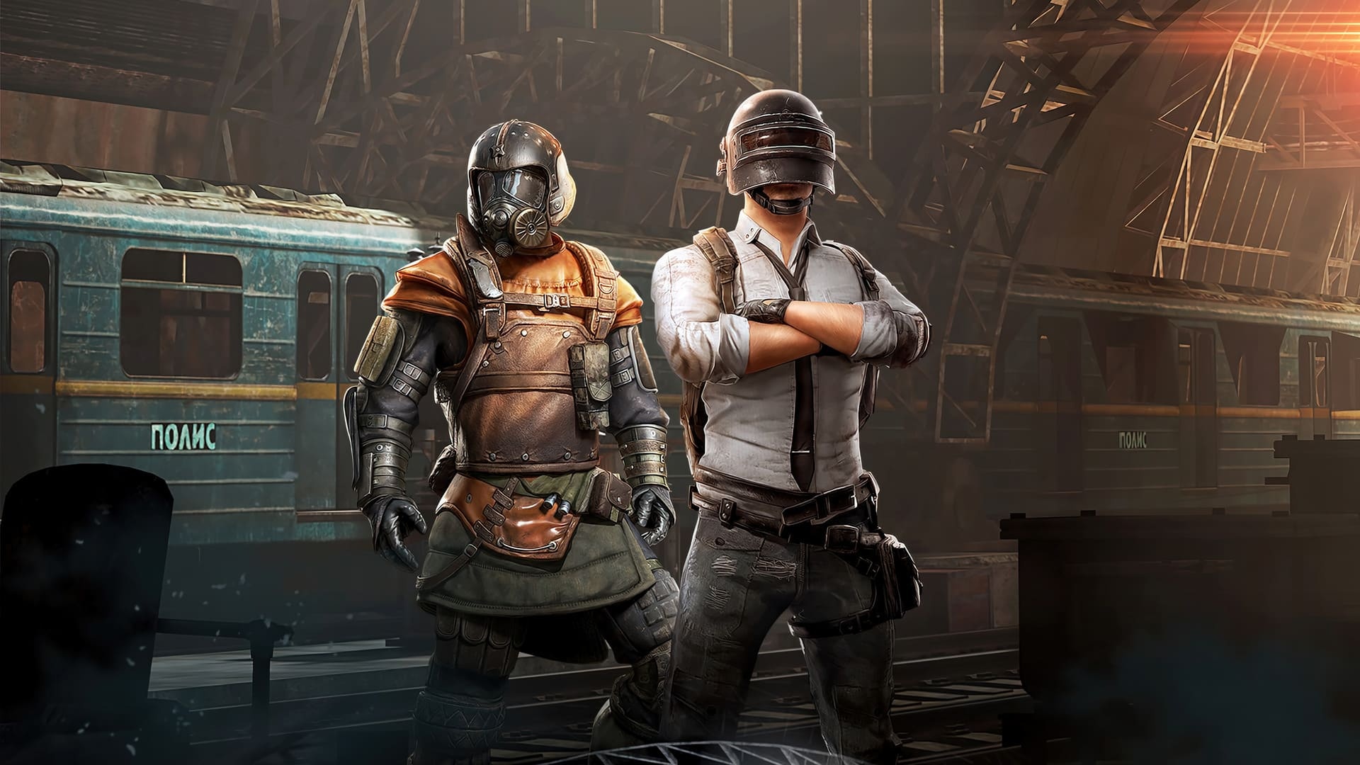 PUBG Lone Survivor, Metro Royale armored soldier, underground train depot, Full HD Desktop wallpaper