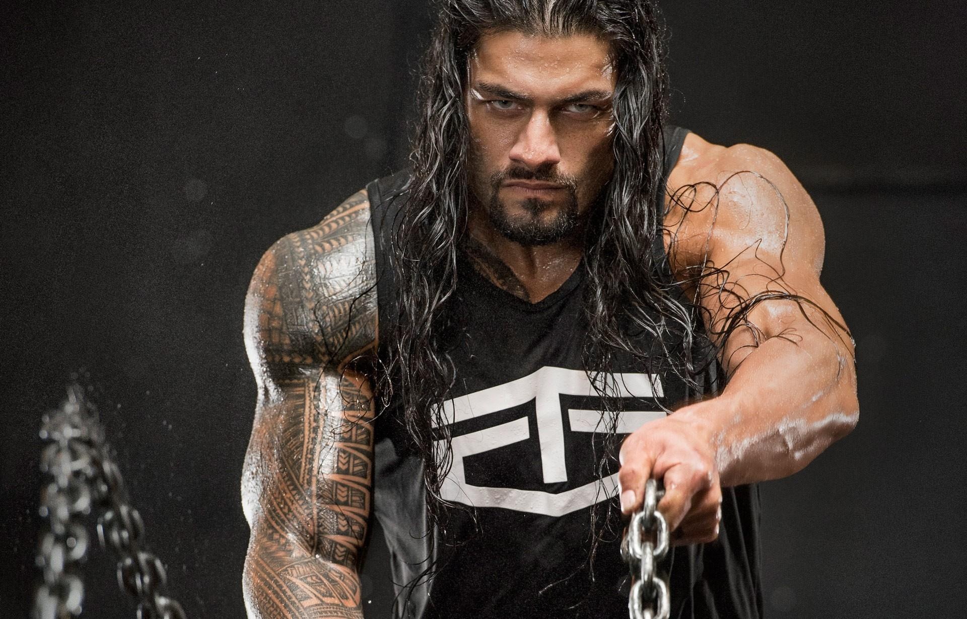 Roman Reigns, Samoan tribal tattoo, heavy steel chain, HD Desktop wallpaper