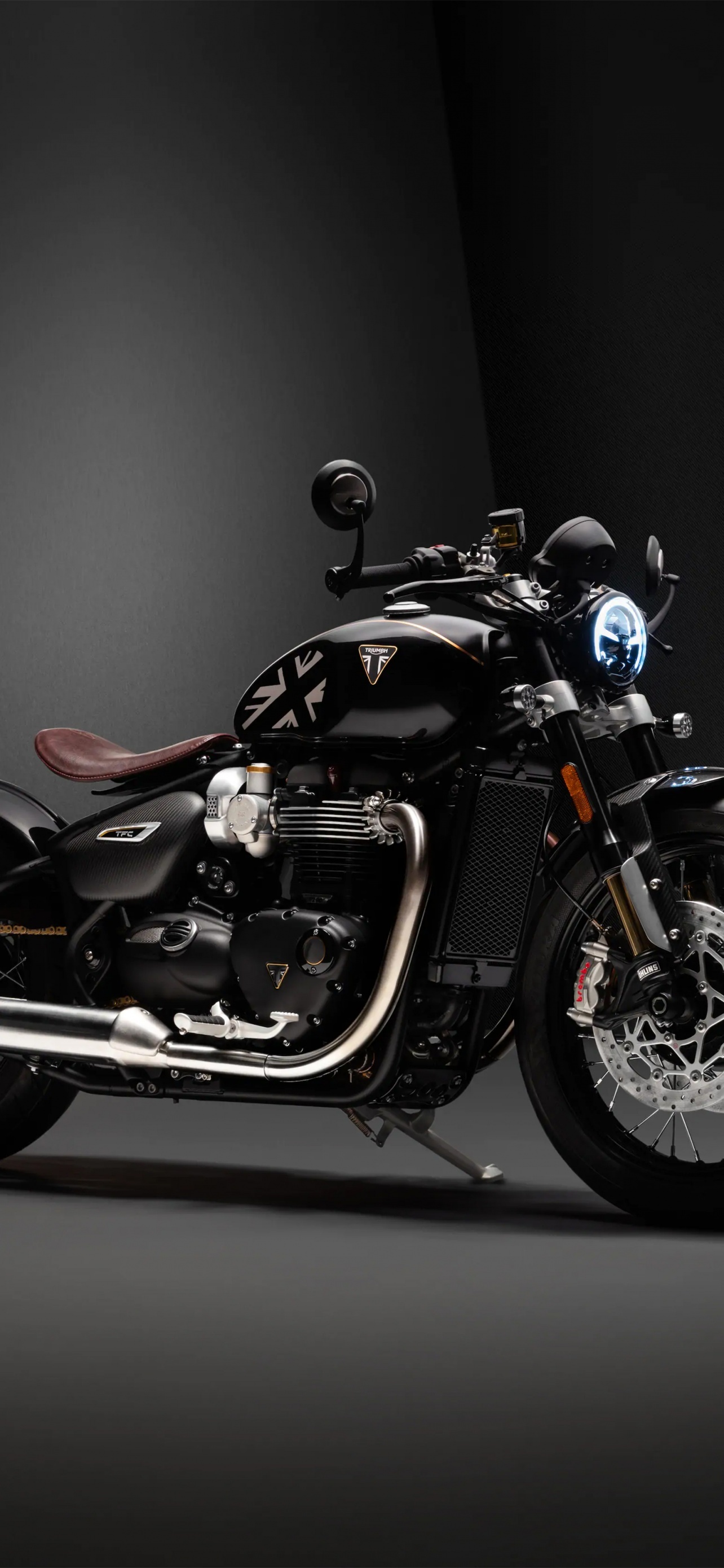 Triumph Bobber, Bonneville TFC, 4K wallpaper, Cafe racer style, 1290x2780 HD Phone