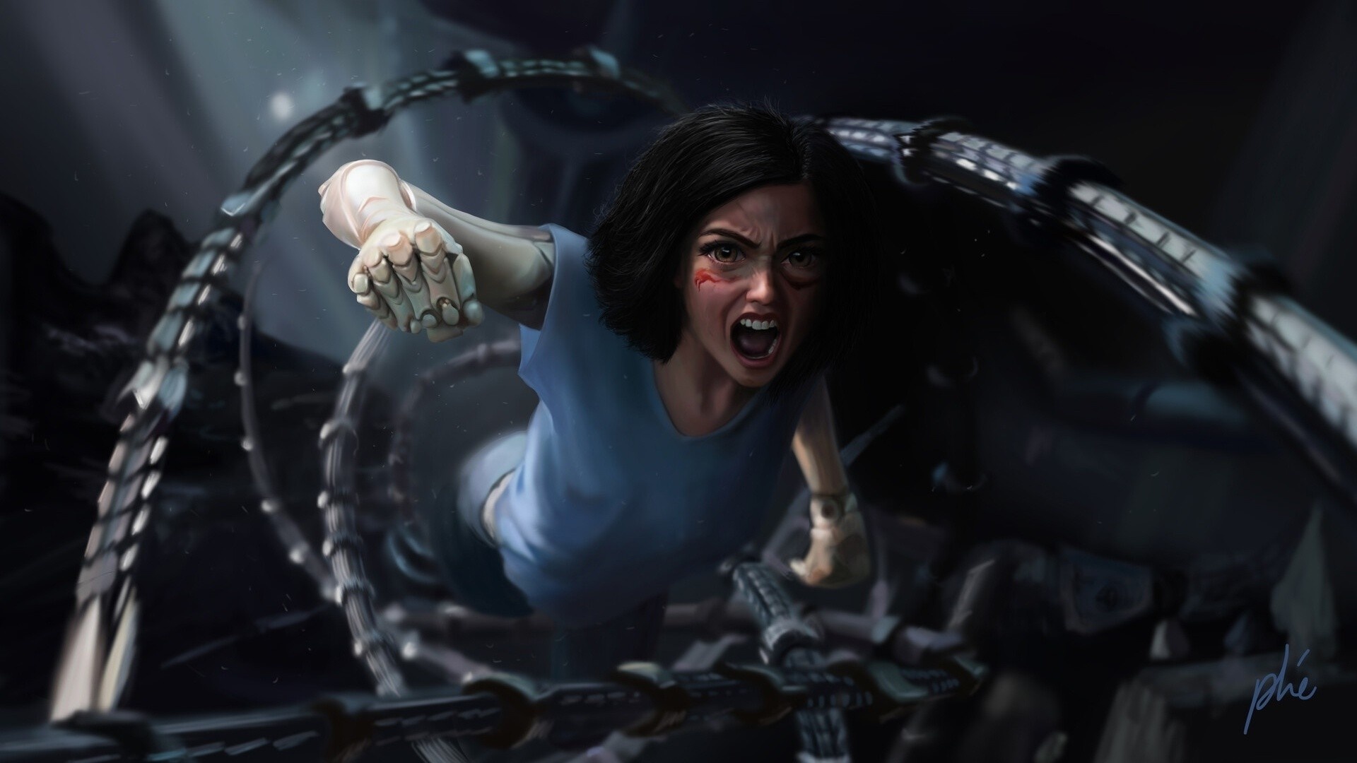 Alita: Battle Angel wallpapers, High-resolution, Futuristic heroine, Action-packed scenes, 1920x1080 Full HD Desktop