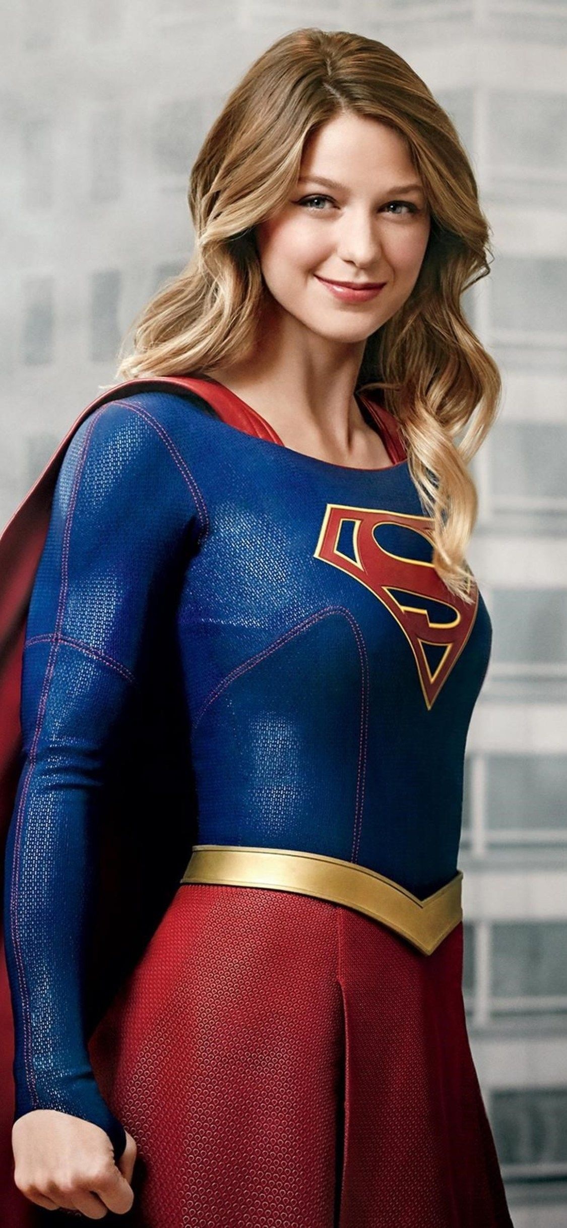 Melissa Benoist as Supergirl, House of El chest emblem, Red cape and gold belt, HD Phone wallpaper