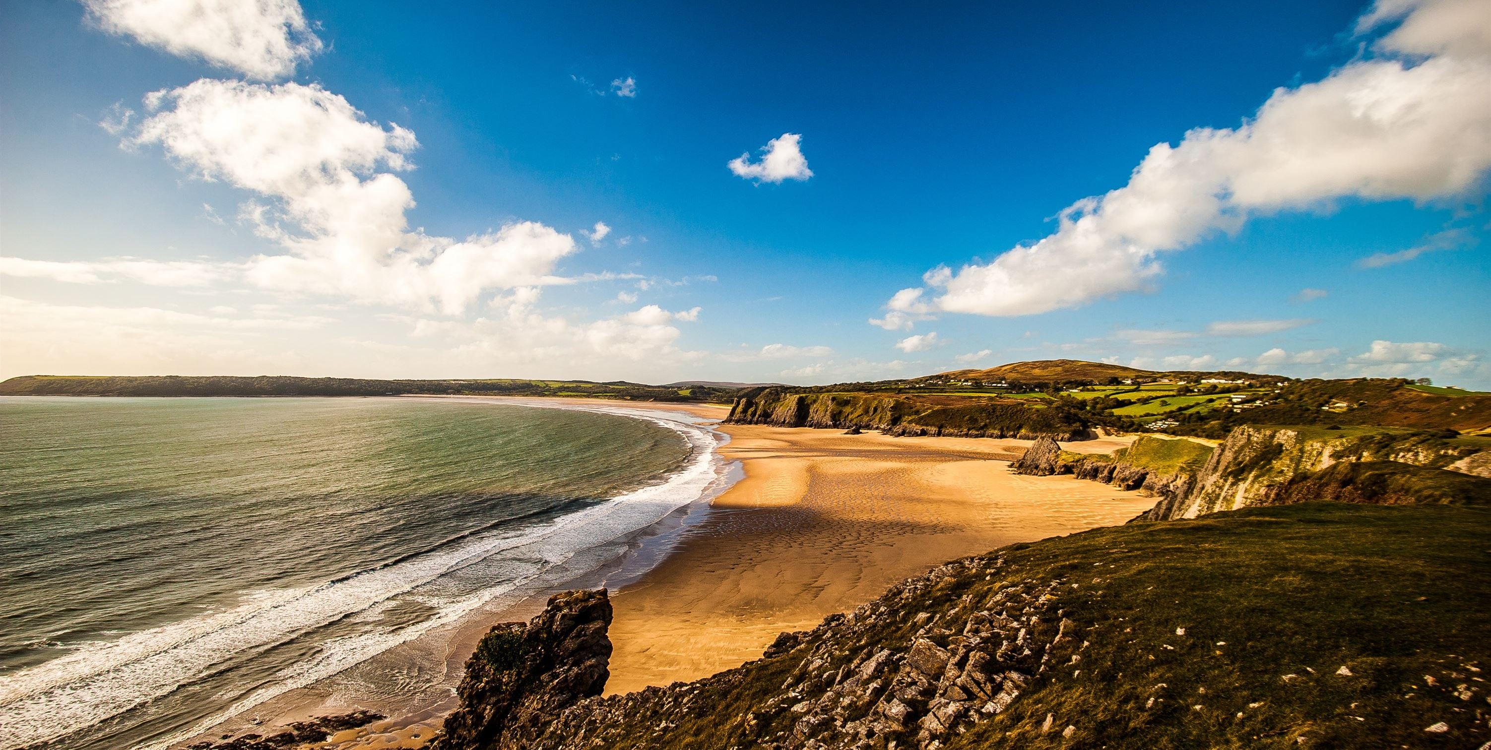 Gower Peninsula, Glamping experience, Nature retreat, Coastal camping, 3010x1520 HD Desktop