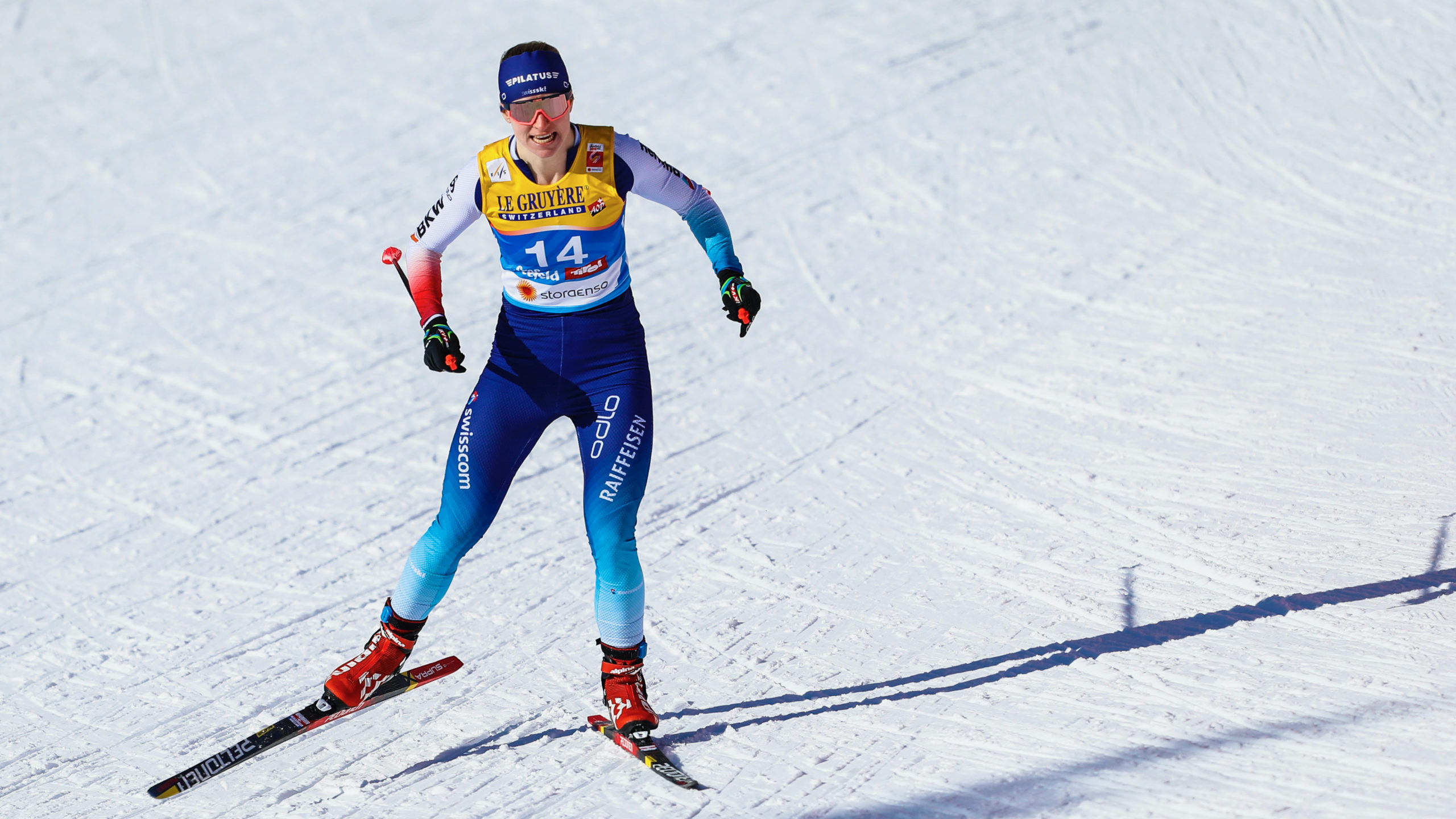 Nadine Fahndrich, Finalist performance, Skiing event, 2560x1440 HD Desktop
