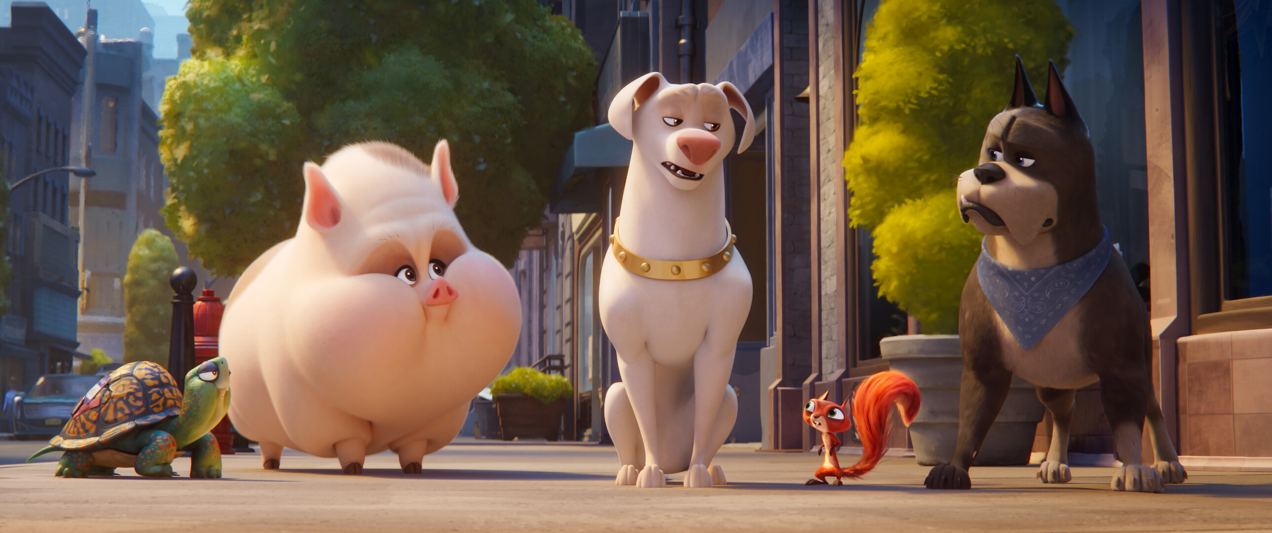 DC League of Super-Pets, Vibrant animation, Super-powered allies, Heroic battles, 2580x1080 Dual Screen Desktop