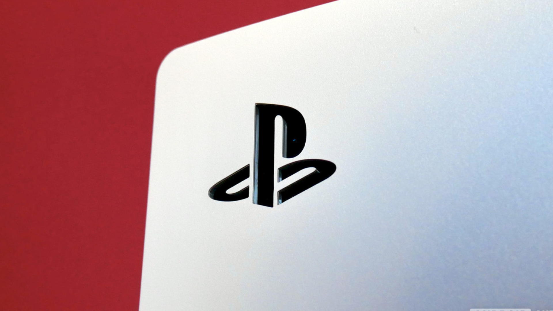 PlayStation logo, PlayStation 5 console cover, Red backdrop, Full HD Desktop wallpaper