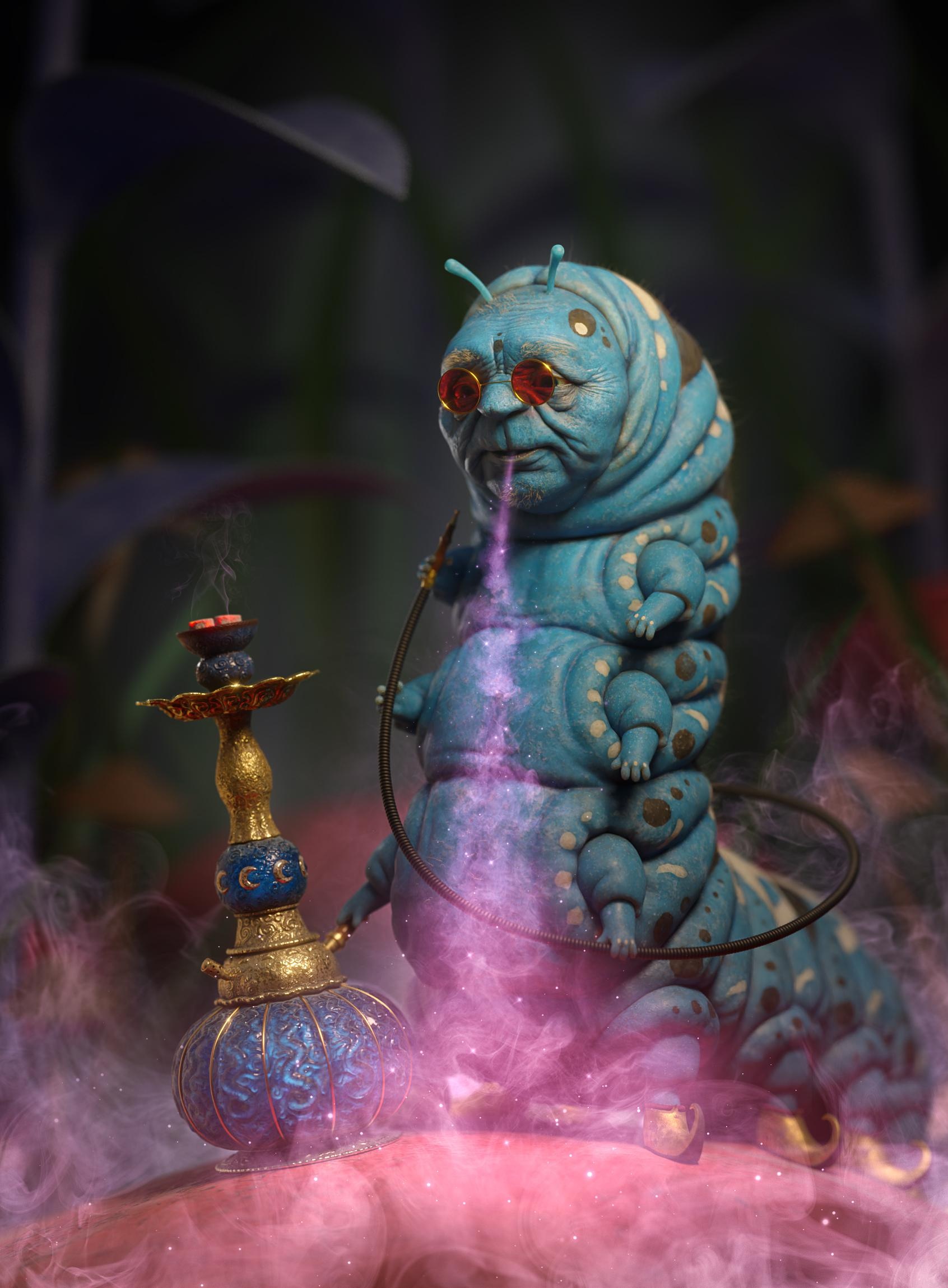 Blue Caterpillar, Alice in Wonderland, Movies, Sculpting, 1700x2300 HD Phone