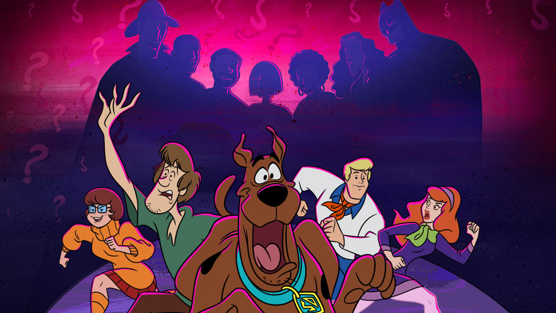 Scooby-Doo and Guess Who?, Scooby-Doo, Mystery Incorporated gang, Batman silhouette, Full HD Desktop wallpaper
