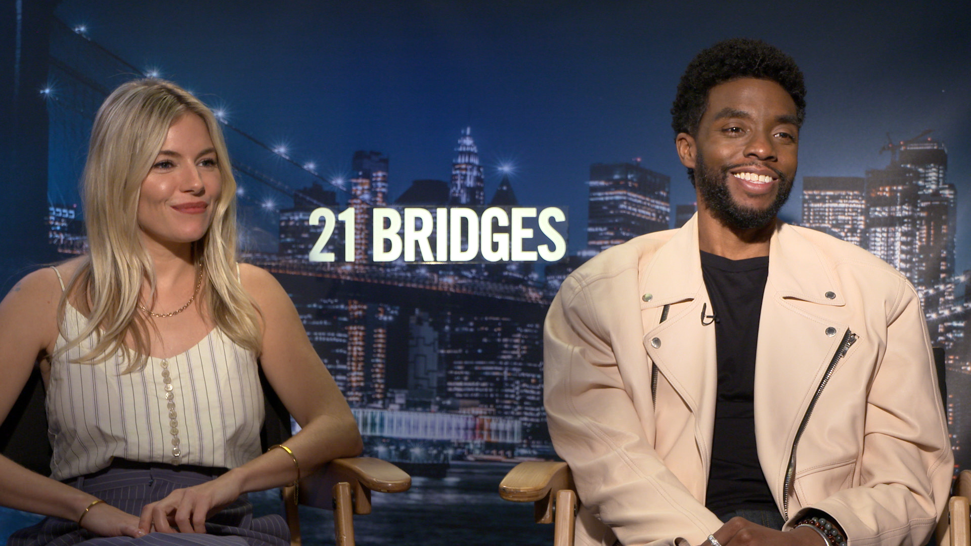 Sienna Miller, Chadwick Boseman, 21 Bridges movie, Pay boosted, 1920x1080 Full HD Desktop