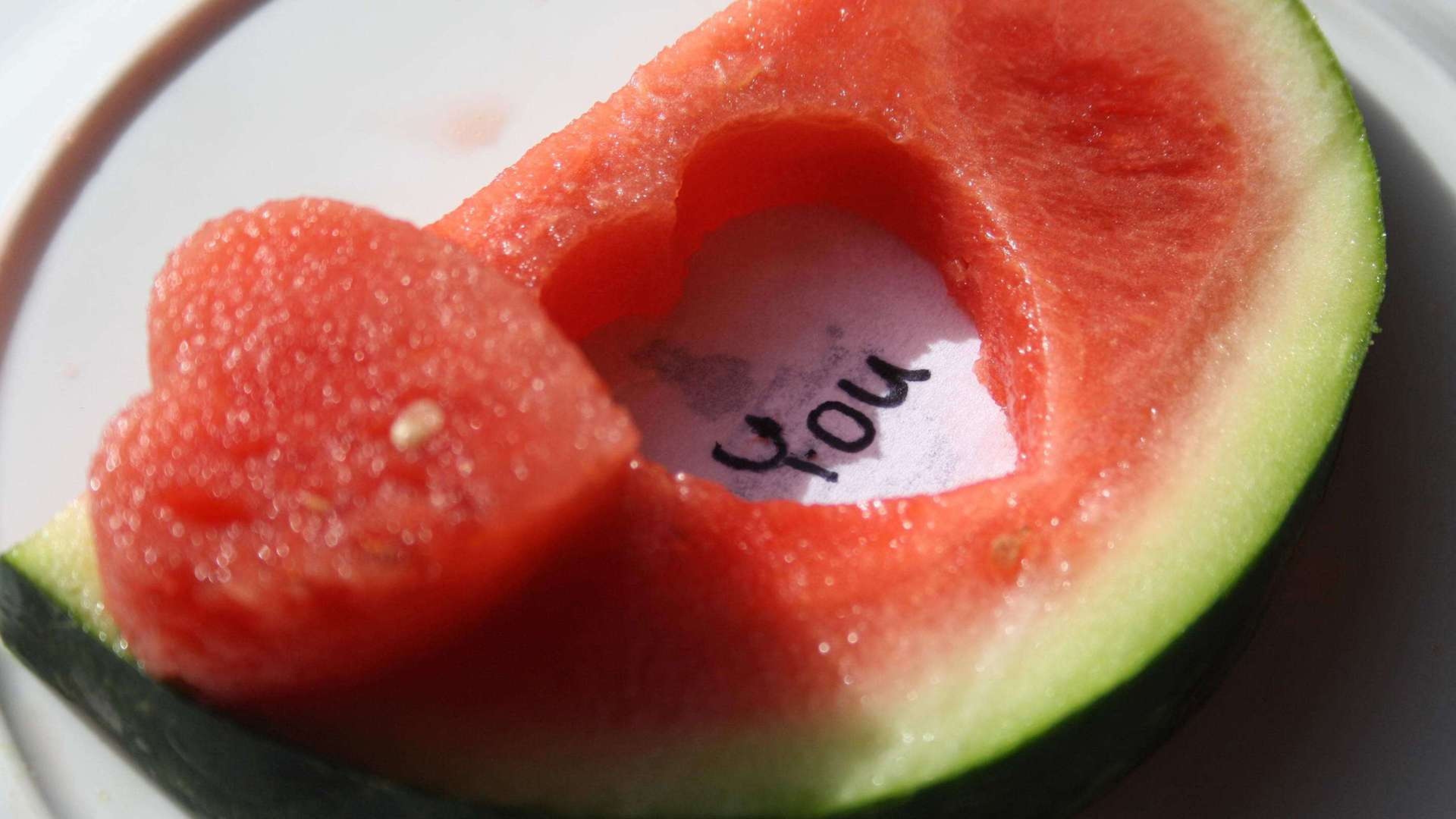 Love you watermelon, Creative fruit art, Heartwarming design, Expressing affection, 3840x2160 4K Desktop