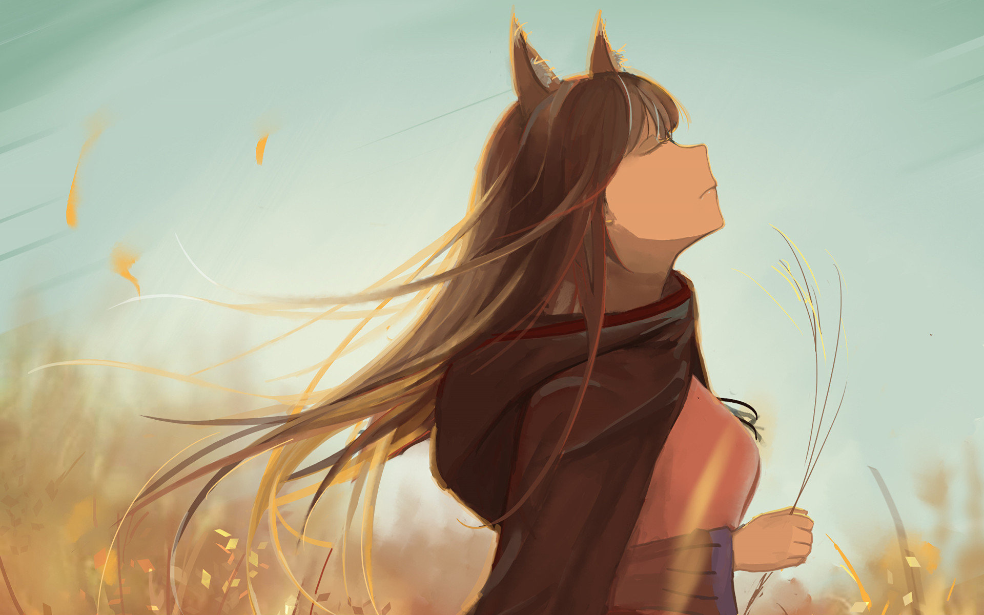 Anime holo wallpaper, Fantasy wolf, Spice and Wolf, Japanese animation, 1920x1200 HD Desktop