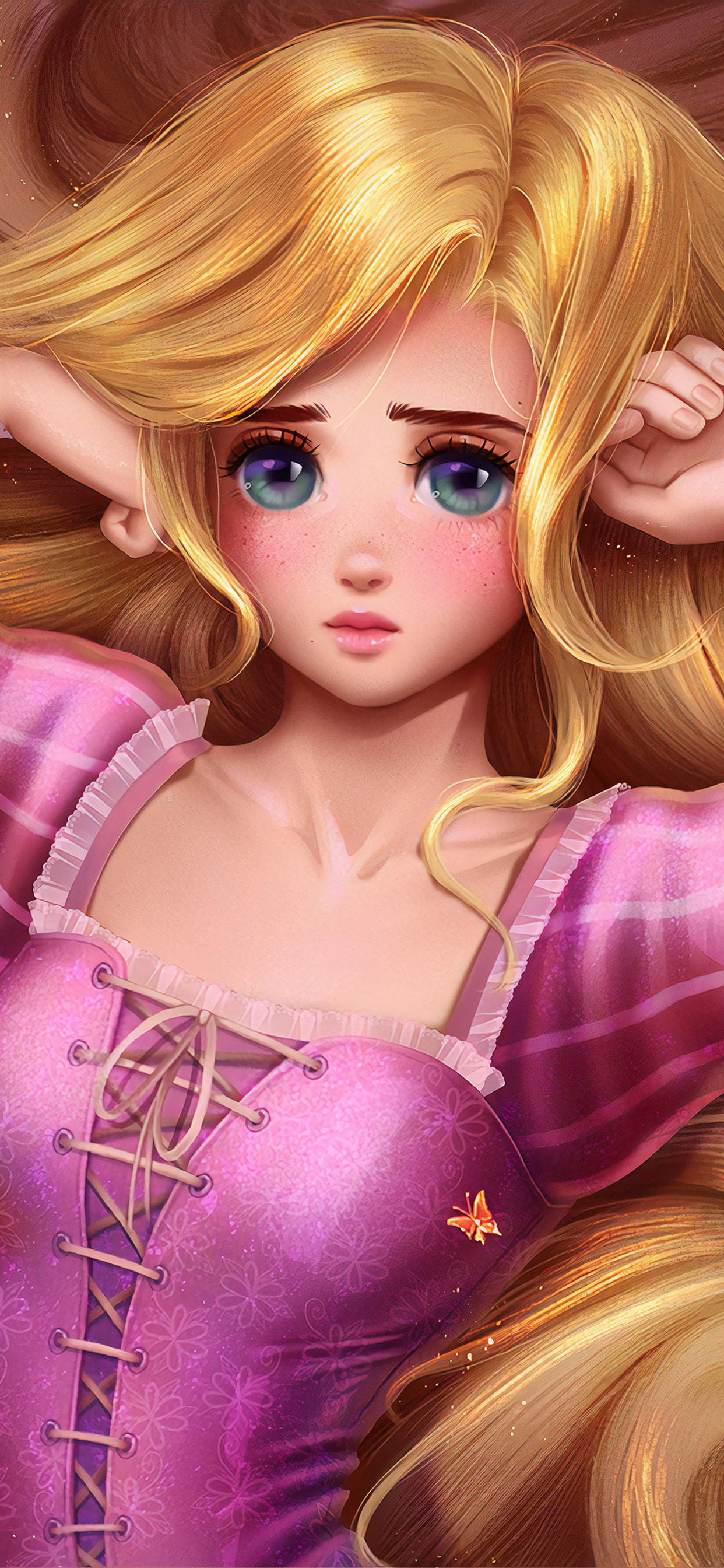 Rapunzel, Tangled, pink laced corset dress, HD Phone wallpaper