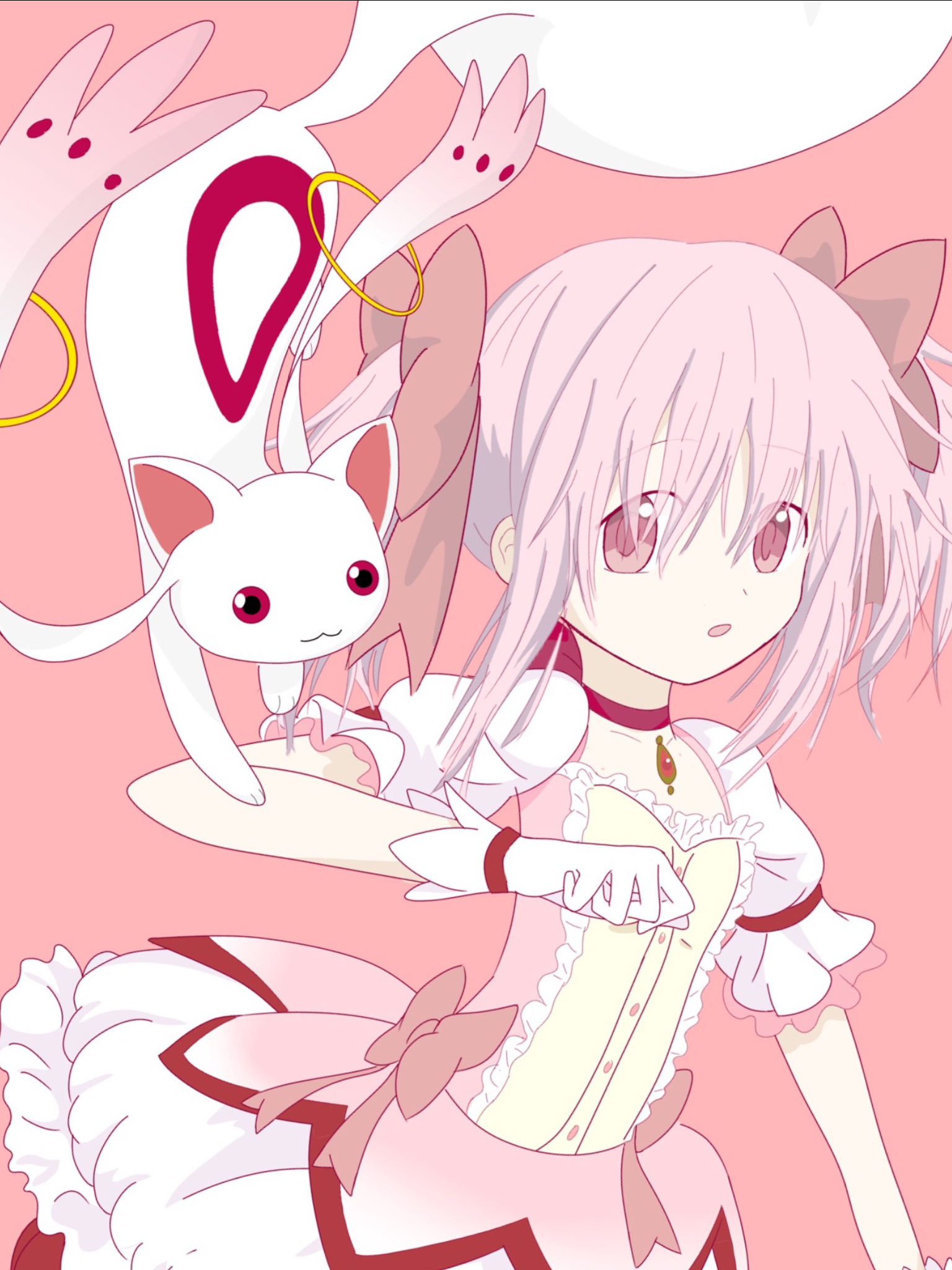 Kyubey, Madoka & Kyubey, Illustrations artwork, 1540x2050 HD Phone